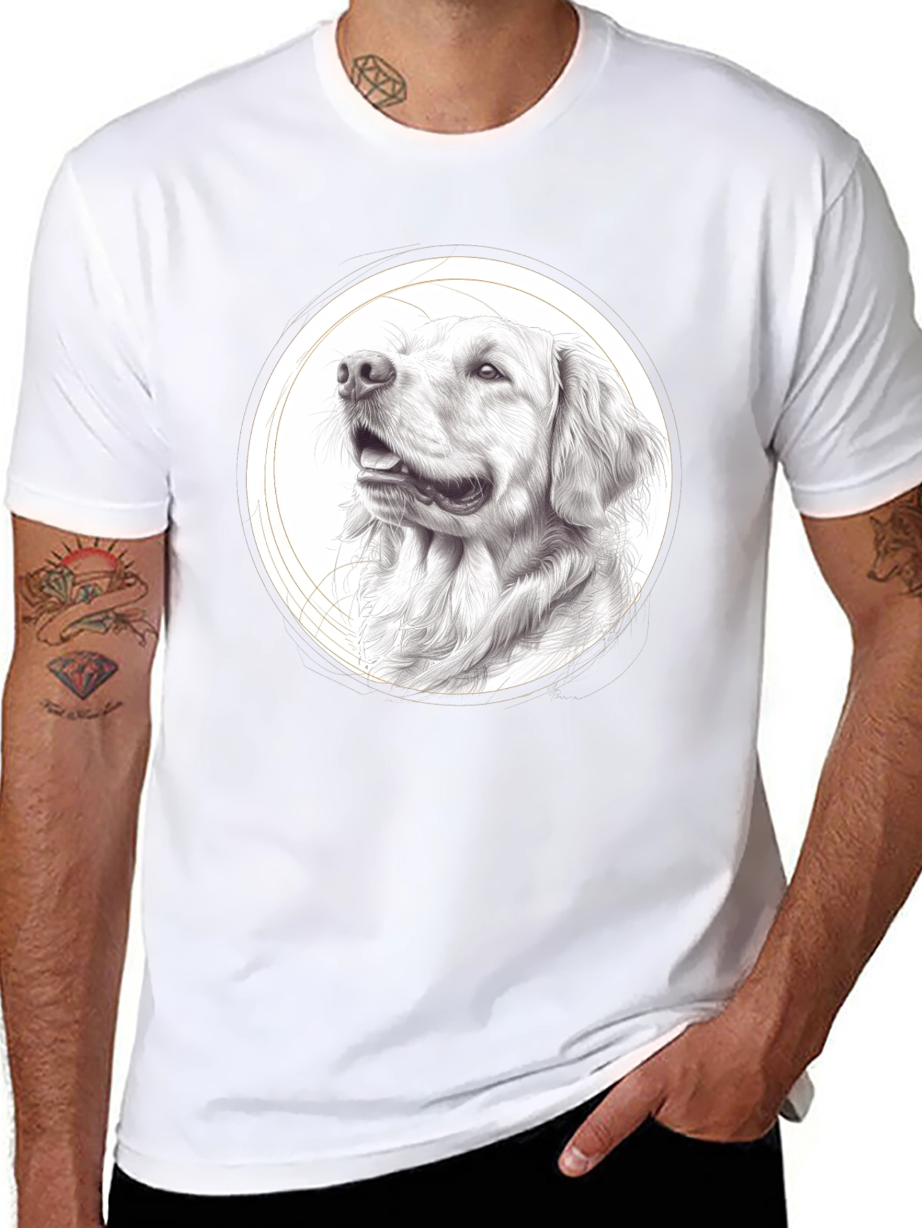 Black Dog Portrait Black T-Shirt - Artistic Pet Lover Tee view 8