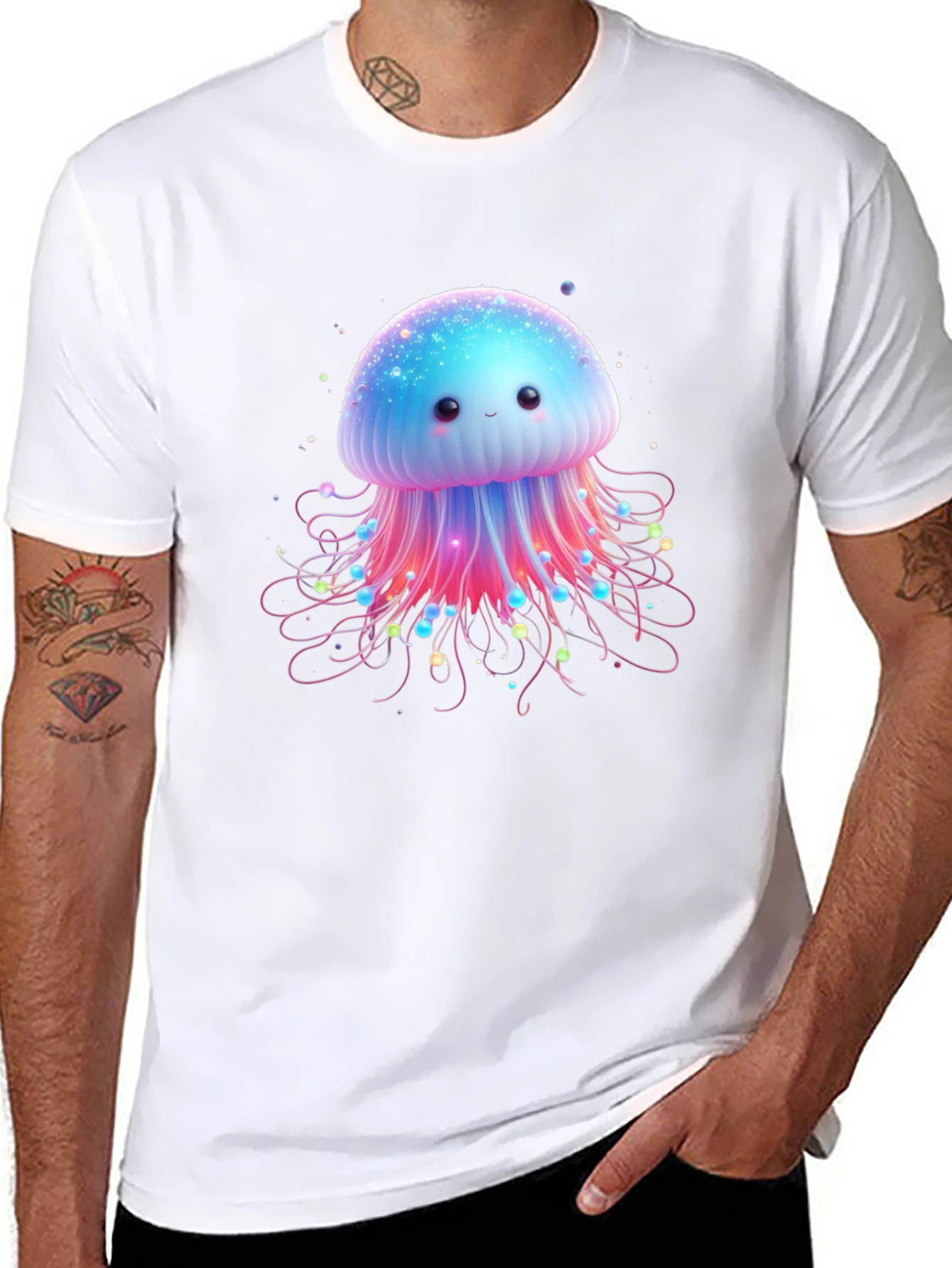 Black Cute Jellyfish Graphic Tee - Soft Cotton Comfort view 8