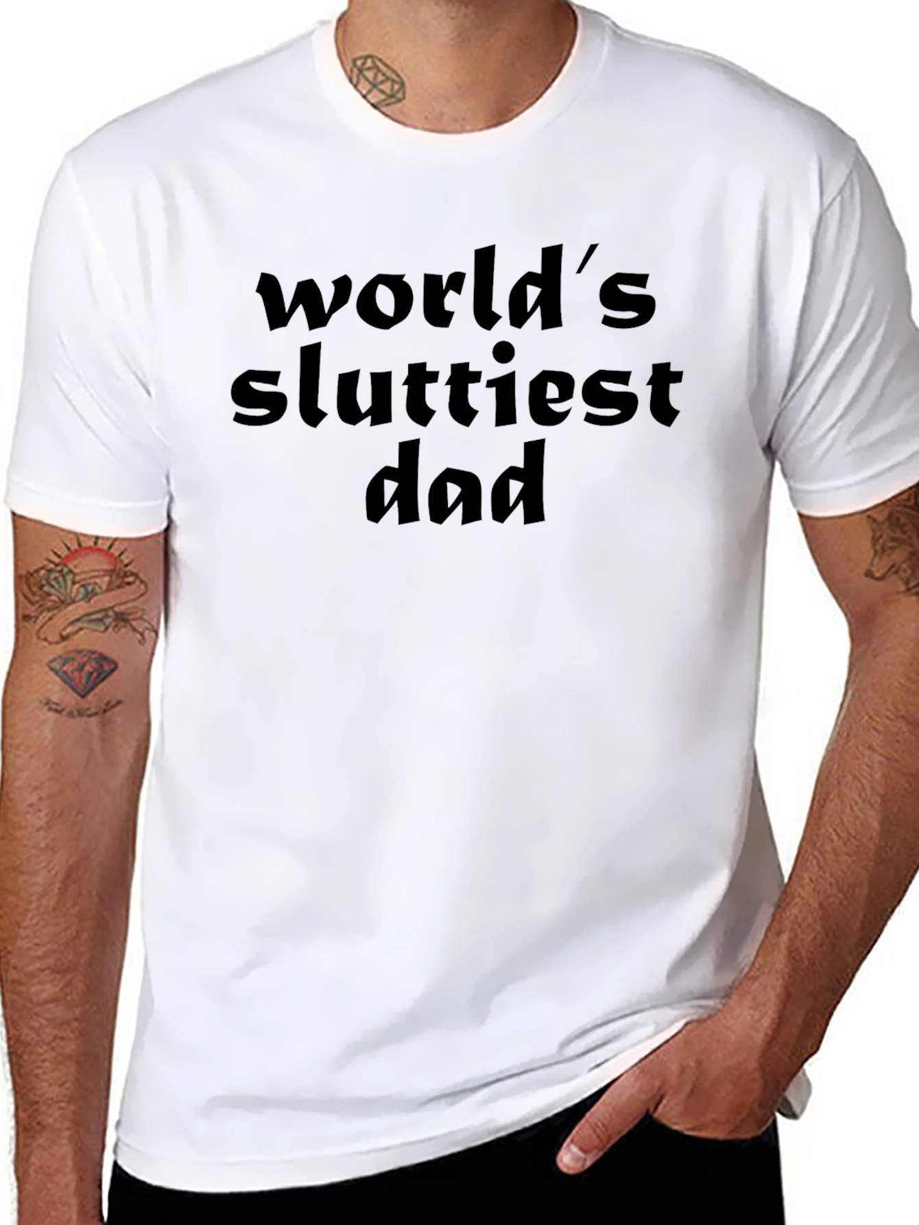 Black World's Sluttiest Dad Black T-Shirt view 8