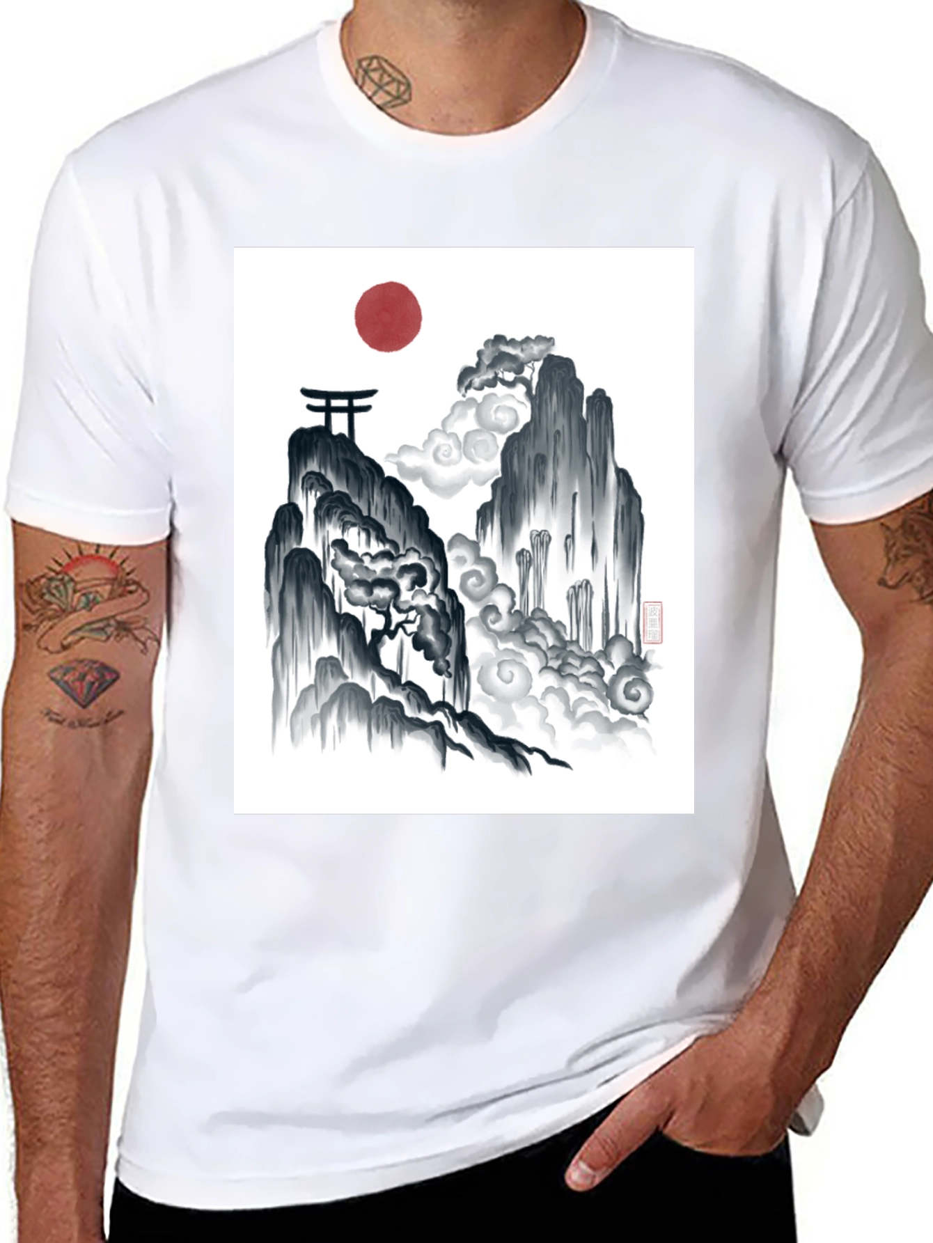 Black Zen Mountain Graphic Tee - Black Cotton Blend view 8
