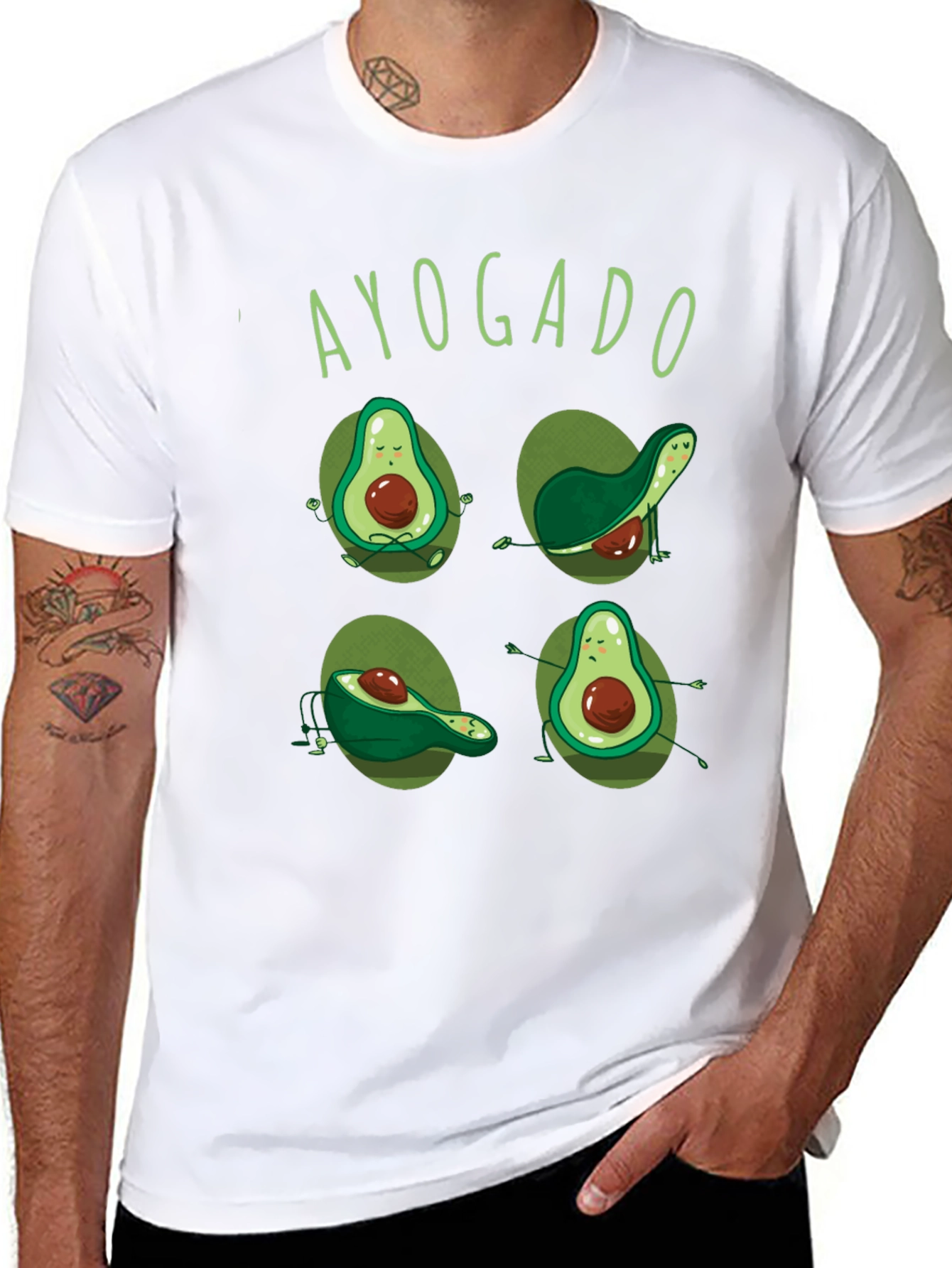 Black Ayogado Yoga Avocado Funny Graphic T-Shirt view 8