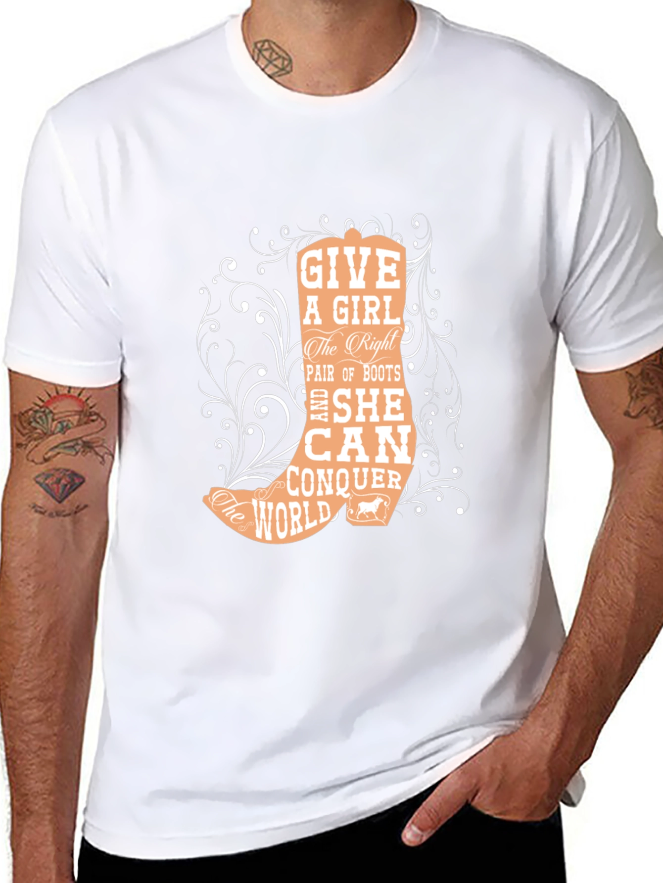 Cowgirl Boots T-Shirt: Conquer The World - 8