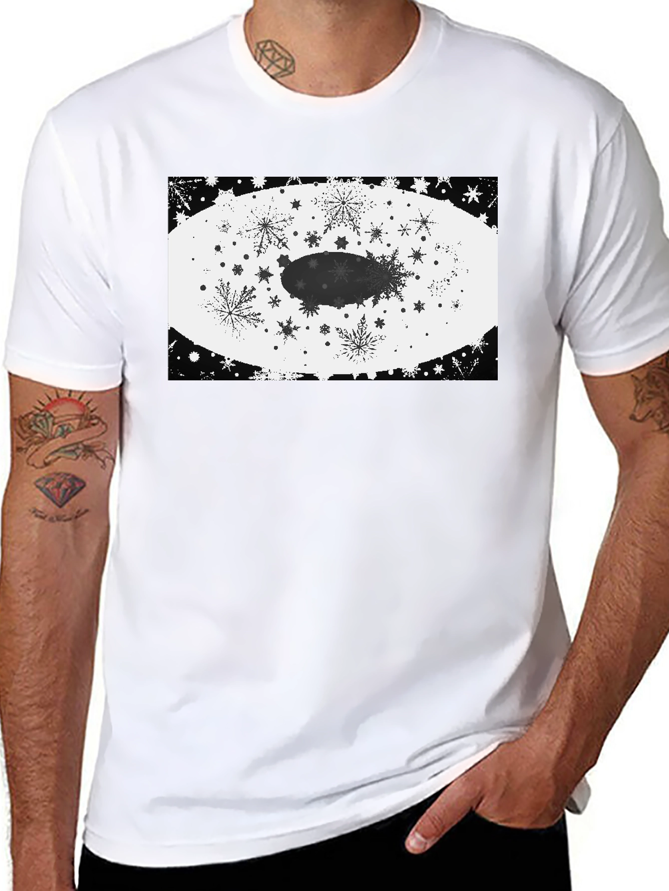 Black Snowflake Zeppelin Graphic Tee - Stylish Cotton Shirt view 8