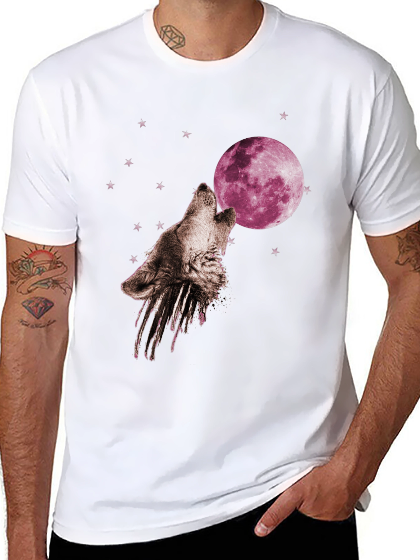 Black Wolf Moon T-Shirt - Graphic Print view 8
