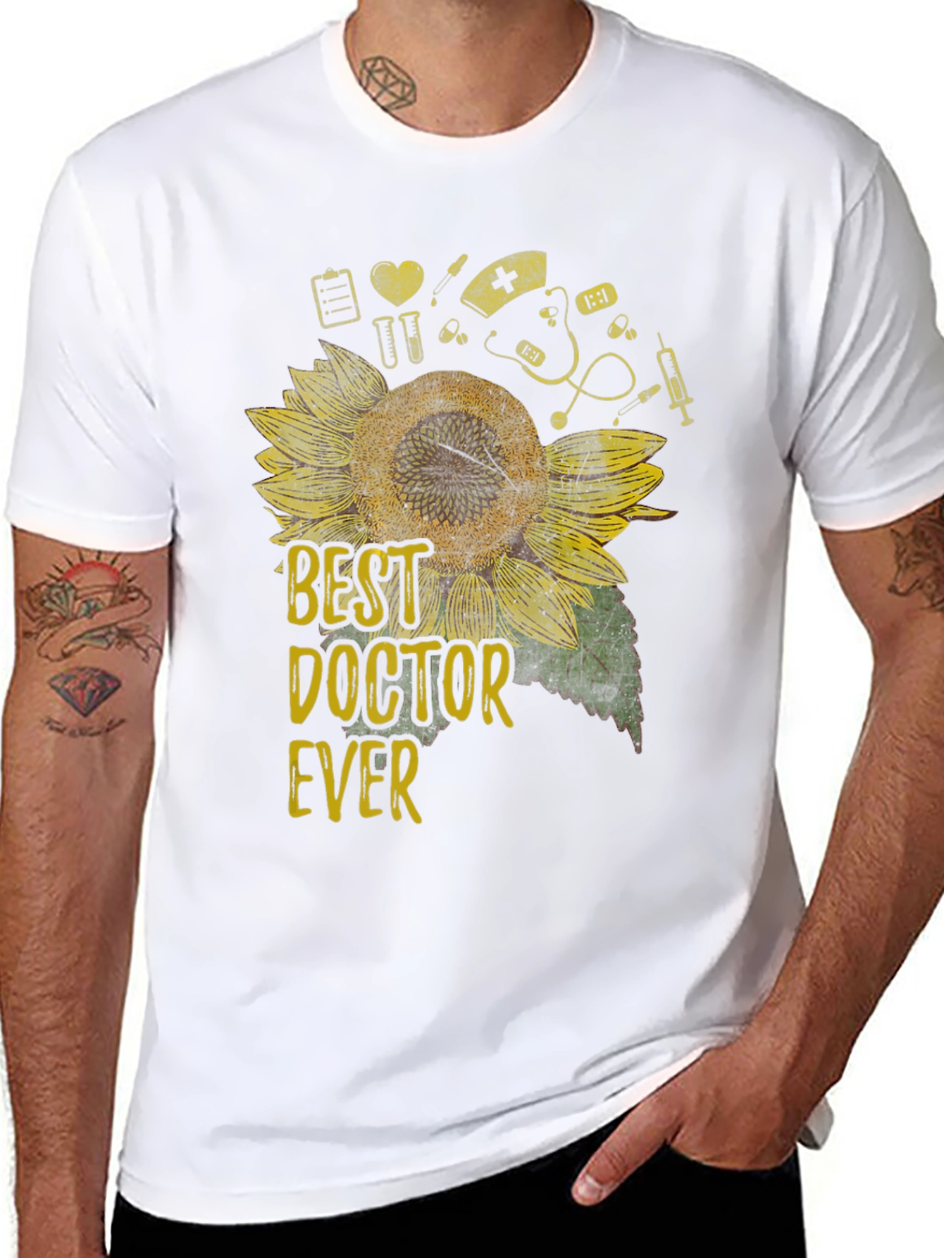 Black Best Doctor Ever Sunflower Graphic Tee view 8