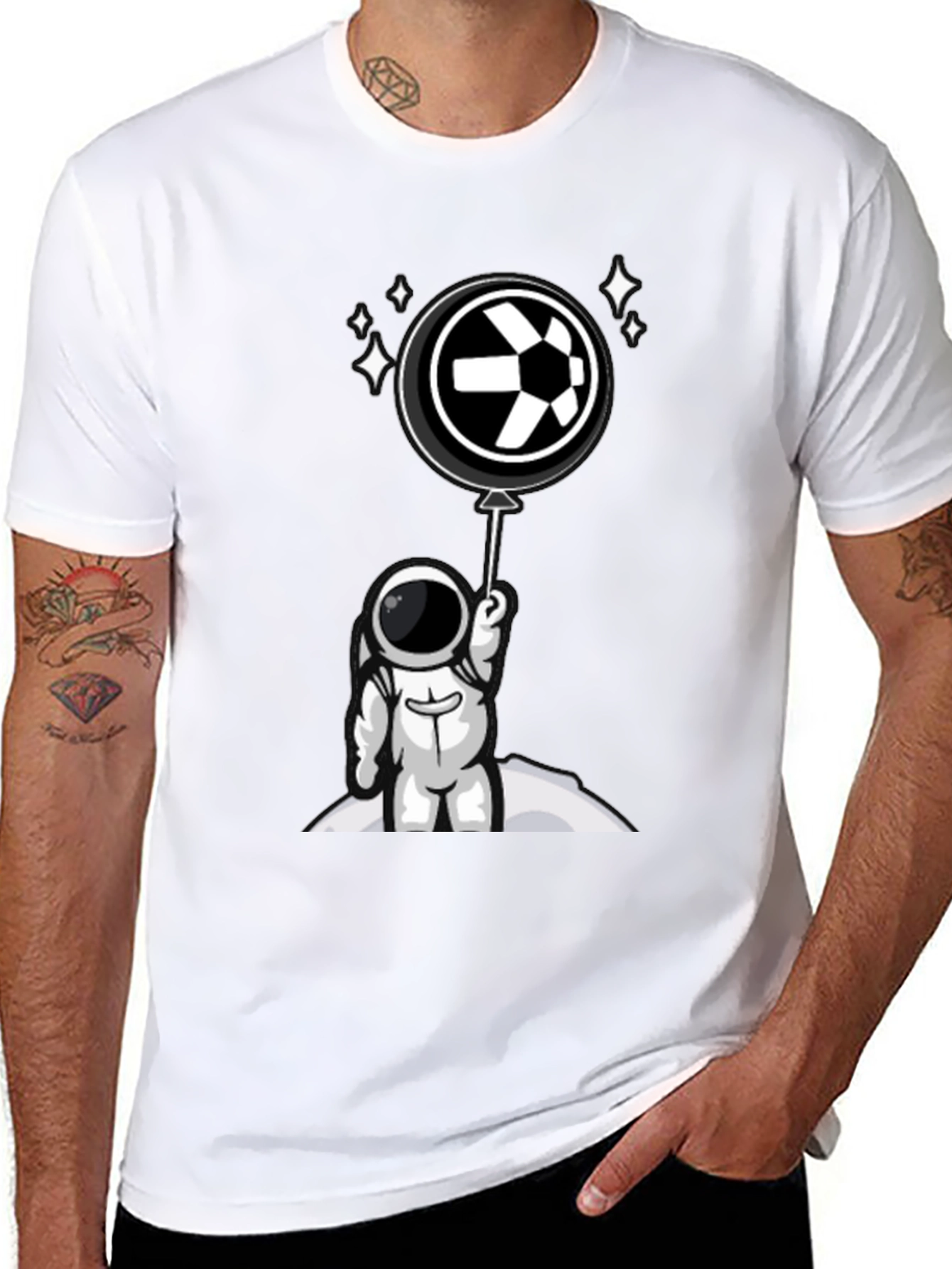 Black Astronaut Soccer T-Shirt - Space Football Fan Apparel view 8