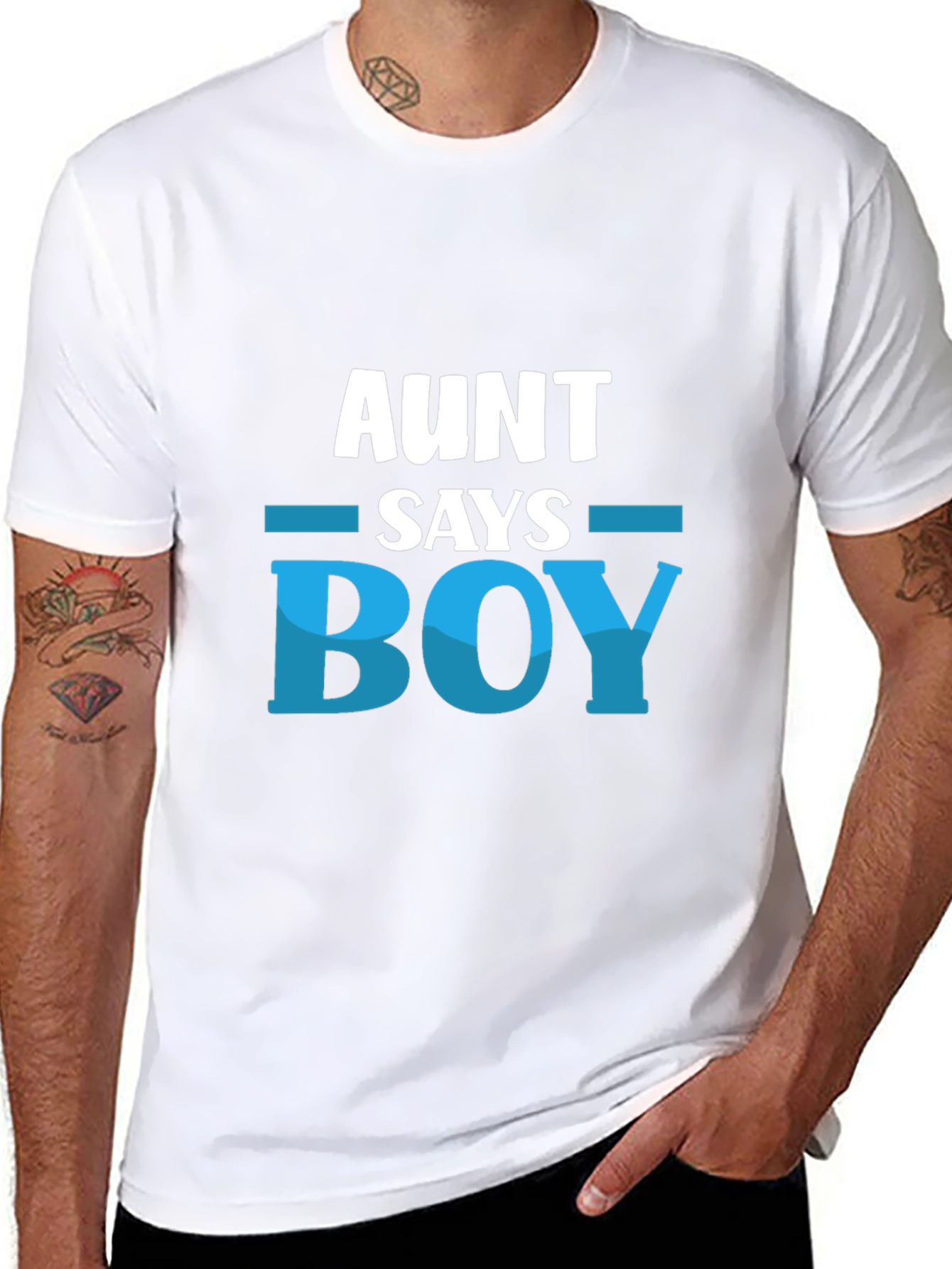Black Aunt Says Boy T-Shirt - Baby Shower Gift view 8
