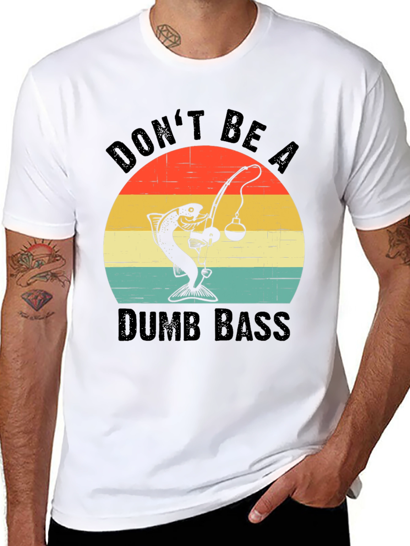 Black Don't Be A Dumb Bass Funny Fishing T-Shirt view 8