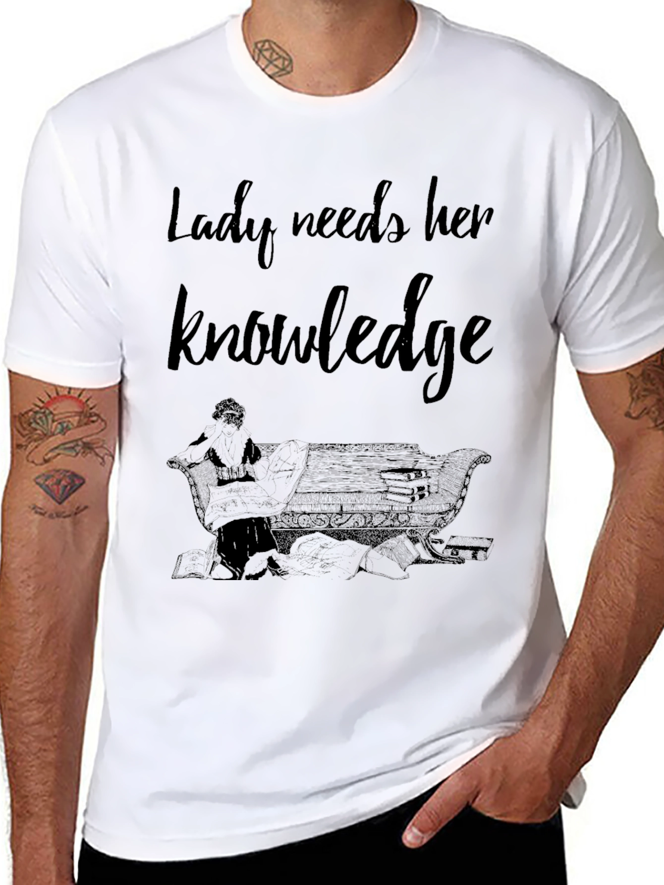 Black Lady Needs Her Knowledge Graphic T-Shirt view 8