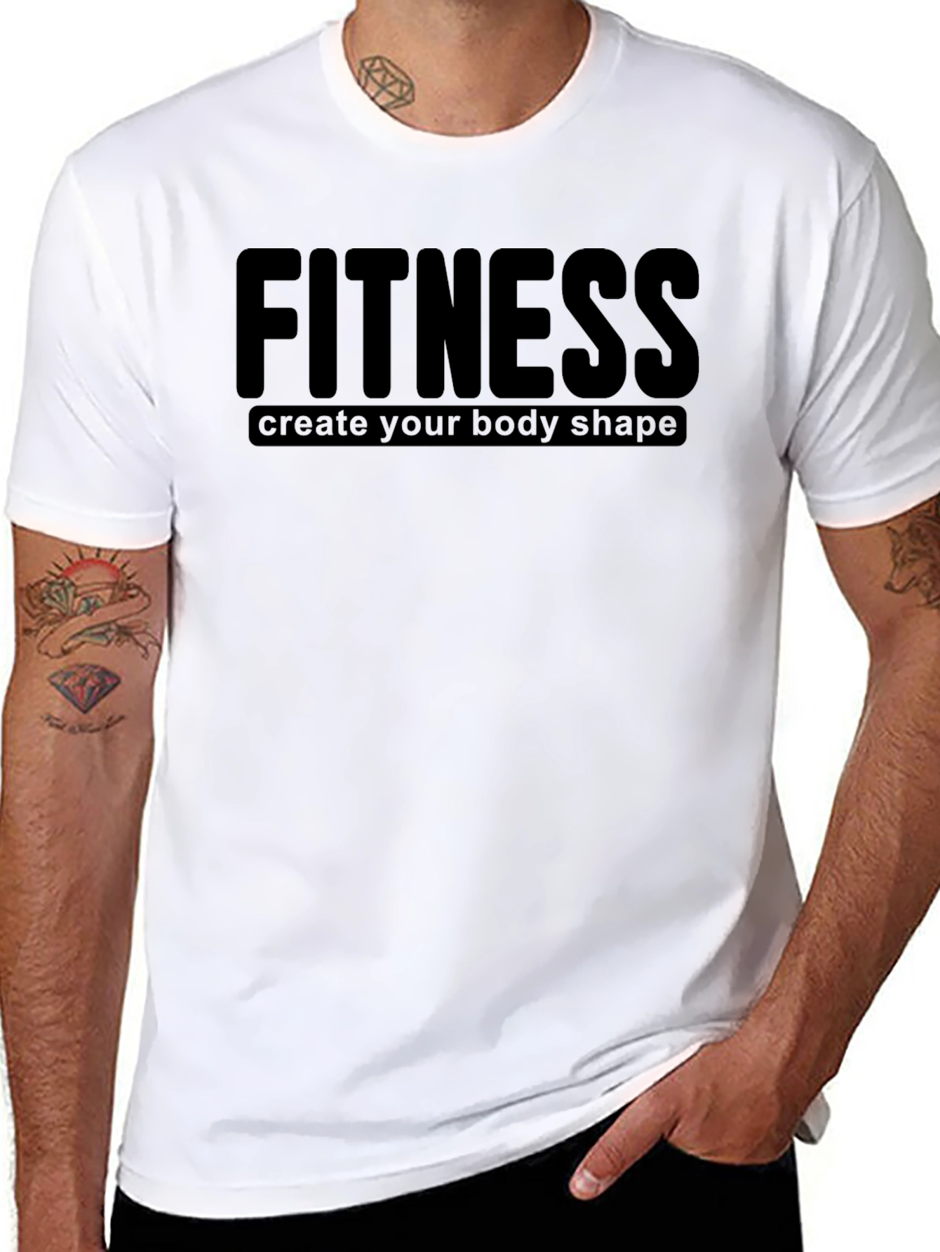 Black Fitness Black T-Shirt: Create Your Body Shape view 8