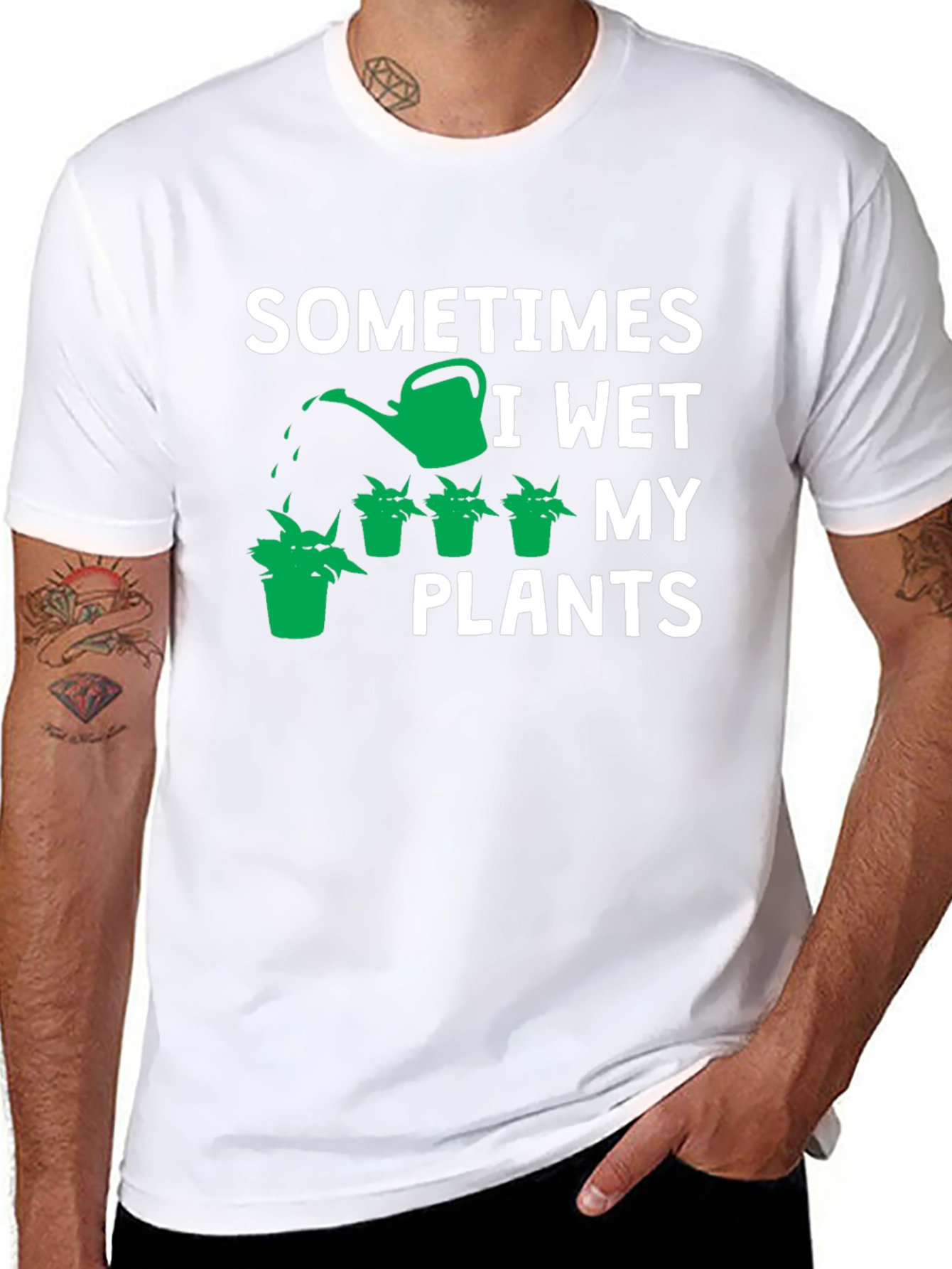 Black Sometimes I Wet My Plants Graphic Tee view 8