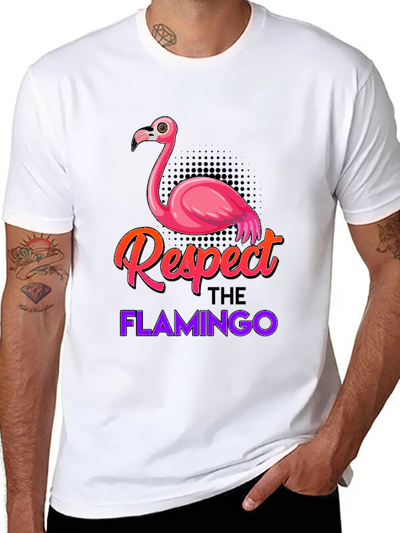 Black Respect the Flamingo Graphic Tee view 8