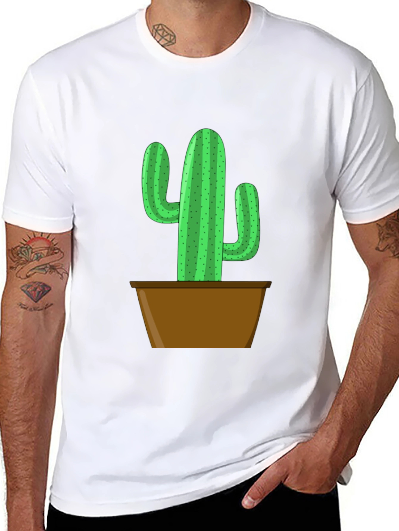Black Potted Cactus Graphic Tee - Black Cotton Blend view 8