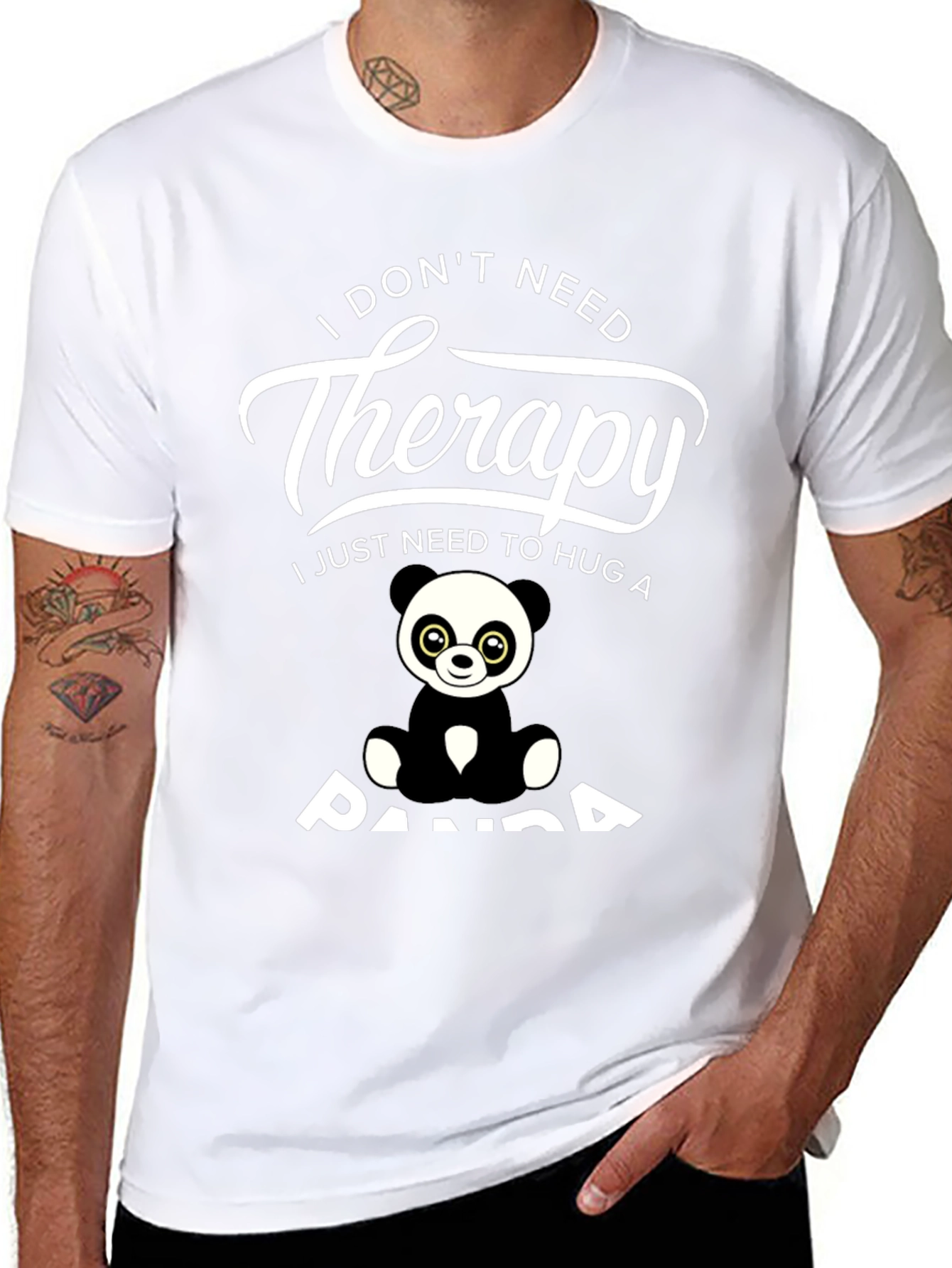 Black Funny Panda Therapy T-Shirt - I Just Need to Hug a Panda view 8