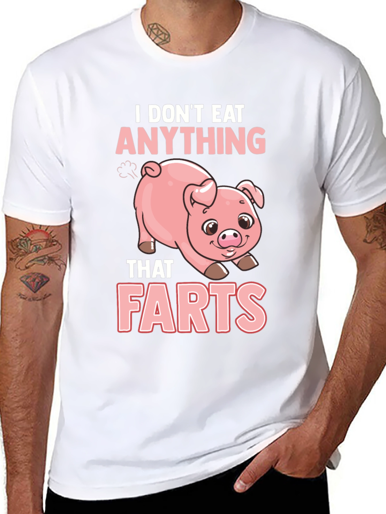 Black Vegan T-Shirt - I Don't Eat Anything That Farts view 8