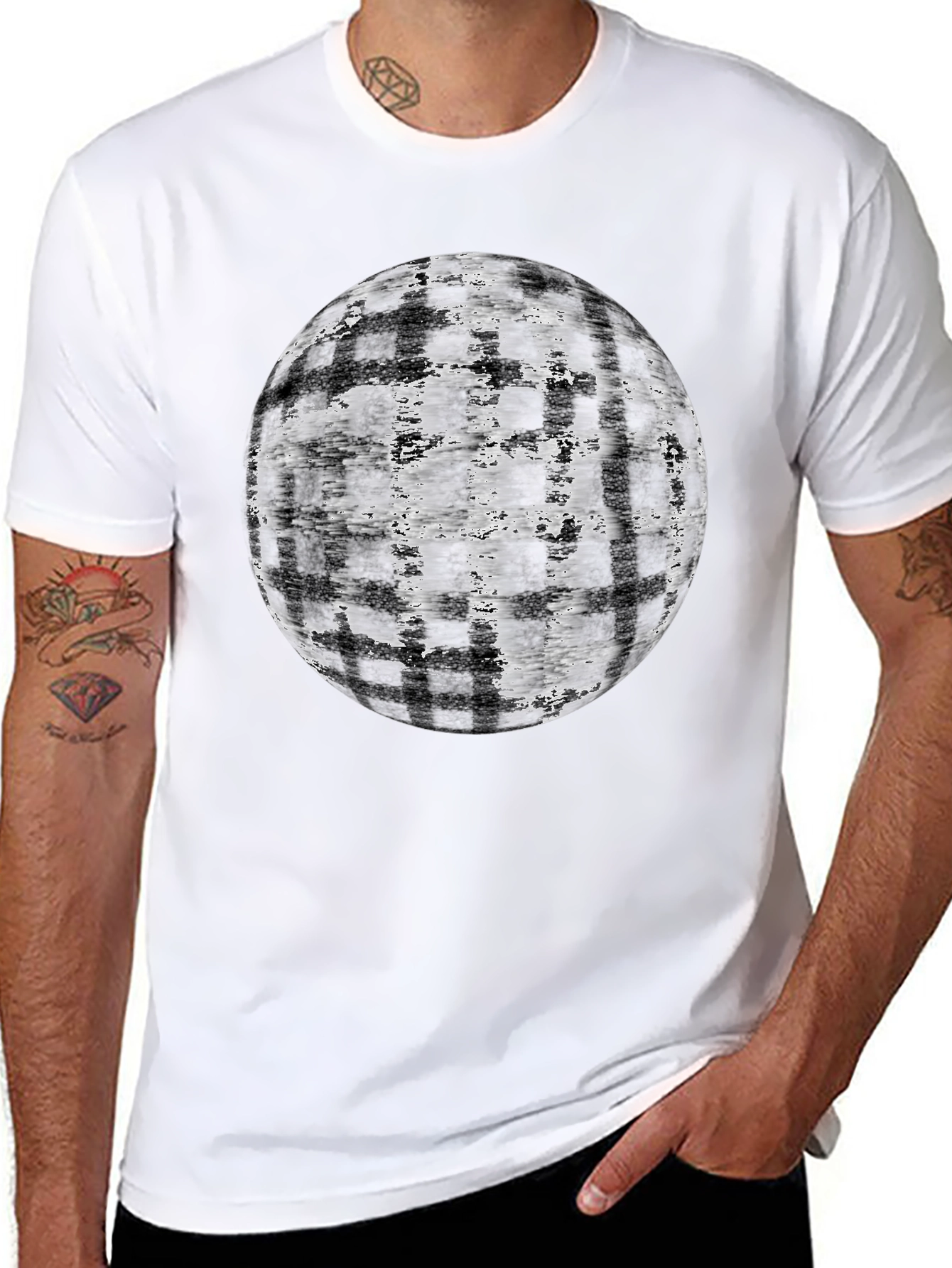 Black Abstract Globe Graphic T-Shirt - Modern Black Tee view 8