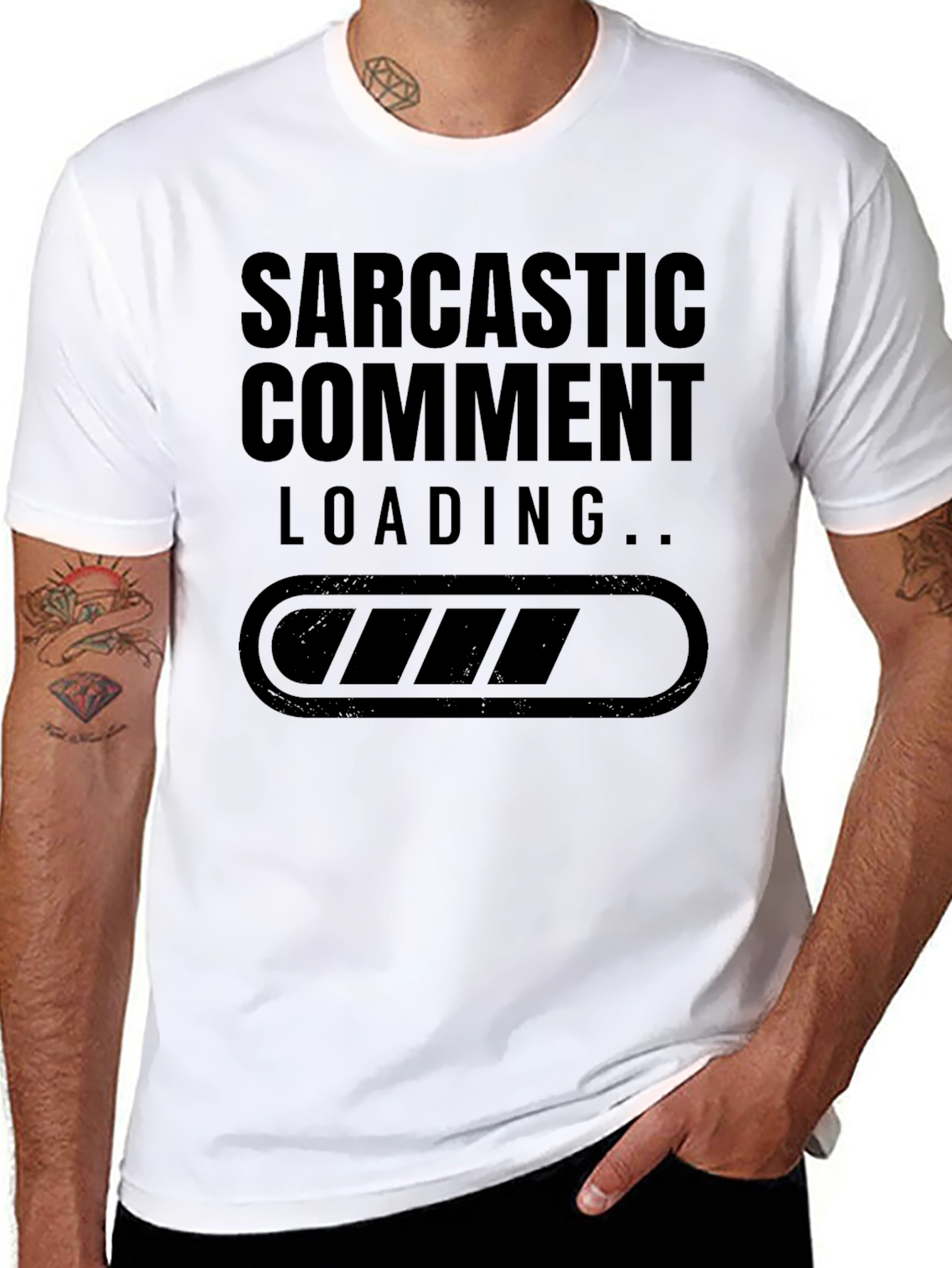 Black Sarcastic Comment Loading T-Shirt view 8