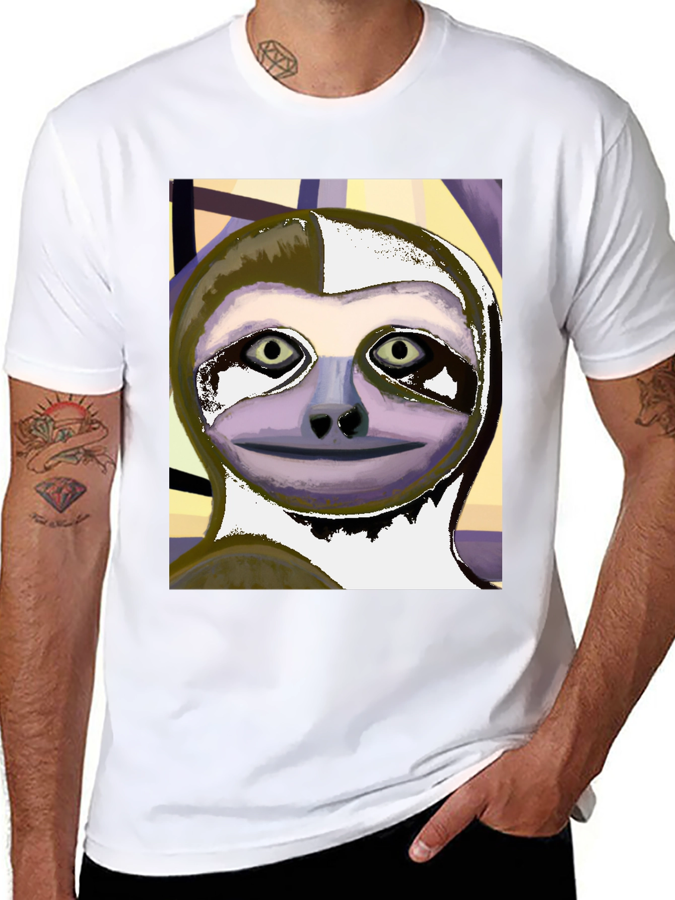 Black Sloth Art Tee - Black Unisex T-Shirt view 8