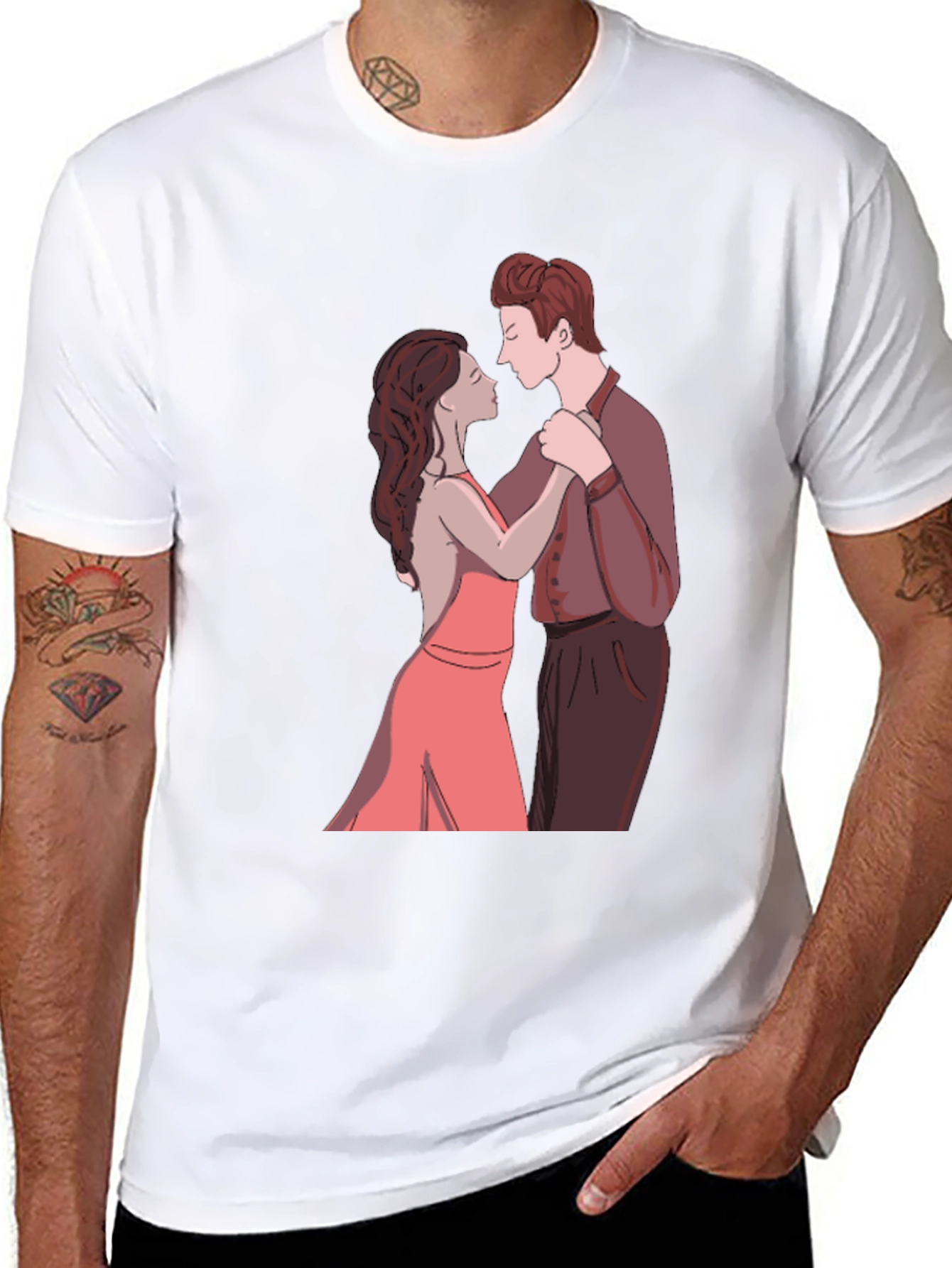 Black Romantic Dance Graphic Tee - Stylish Black T-Shirt view 8