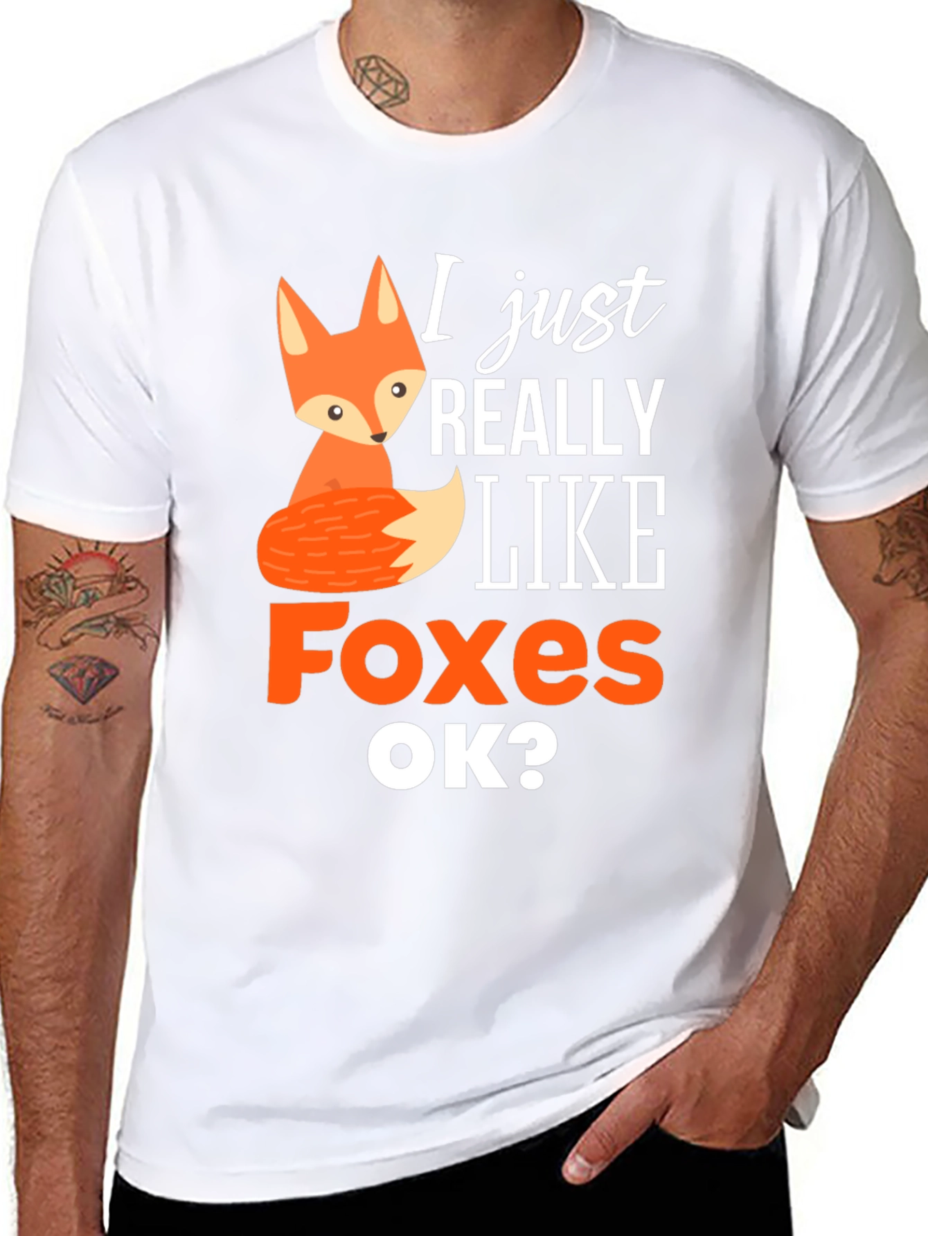 Black Cute Fox Graphic Tee - I Just Really Like Foxes view 8
