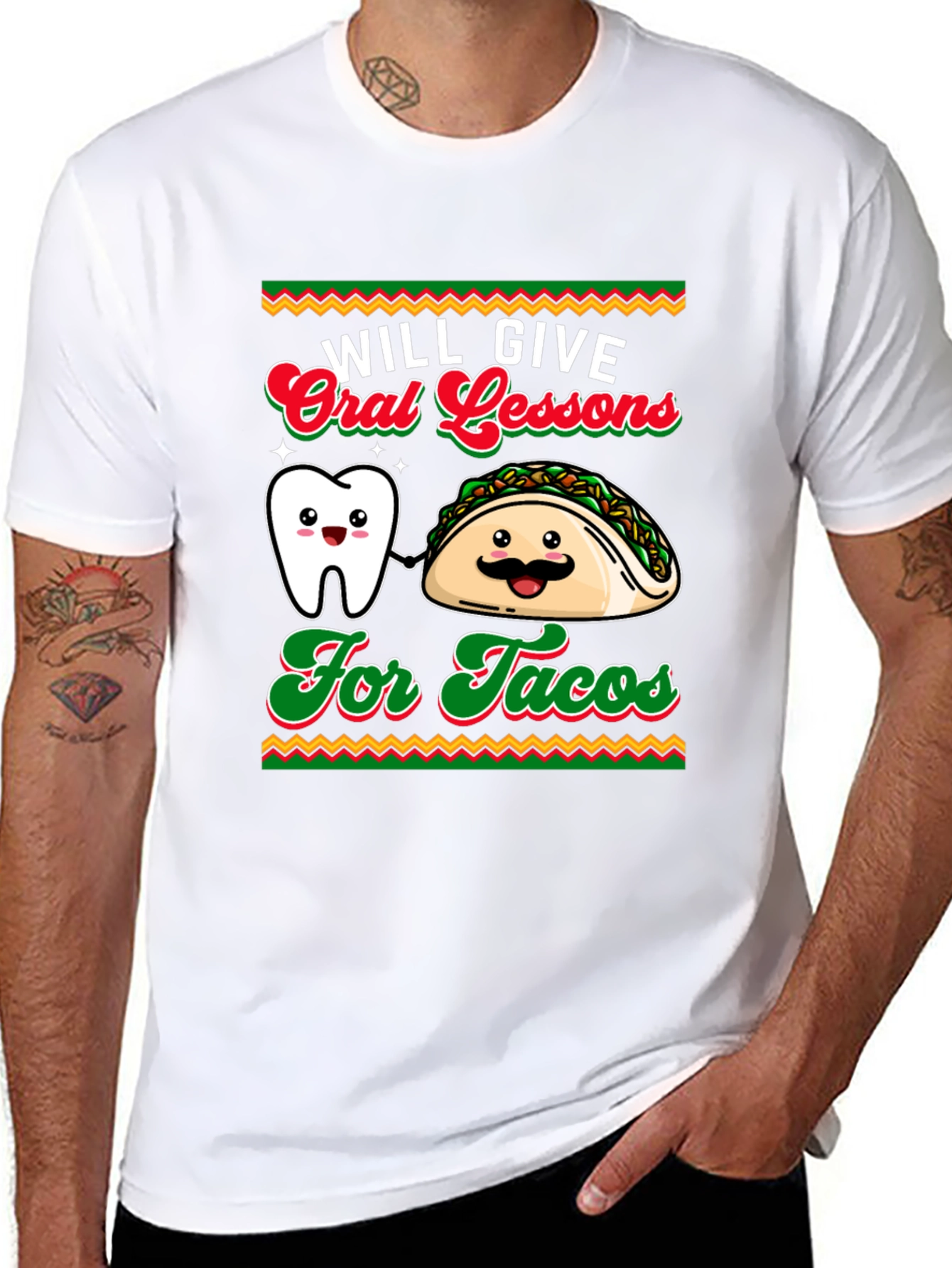Black Will Give Oral Lessons For Tacos Graphic T-Shirt view 8