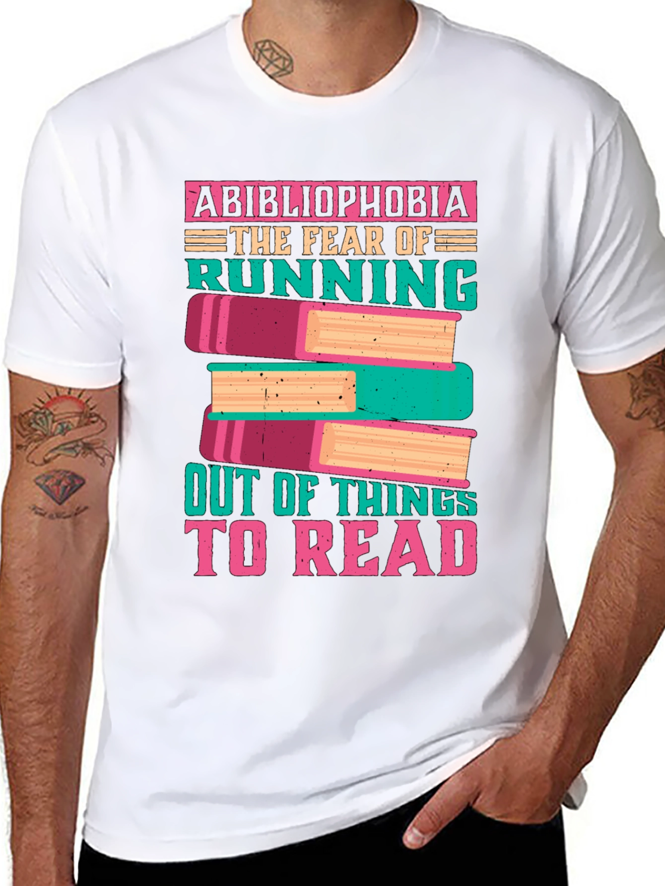 Black Abibliophobia Funny Book Lover T-Shirt view 8