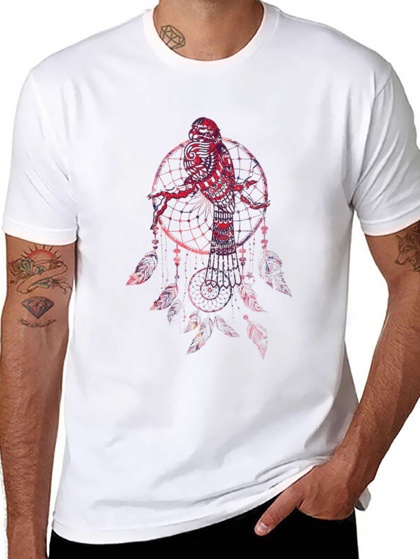 Black Dreamcatcher Owl Graphic T-Shirt view 8