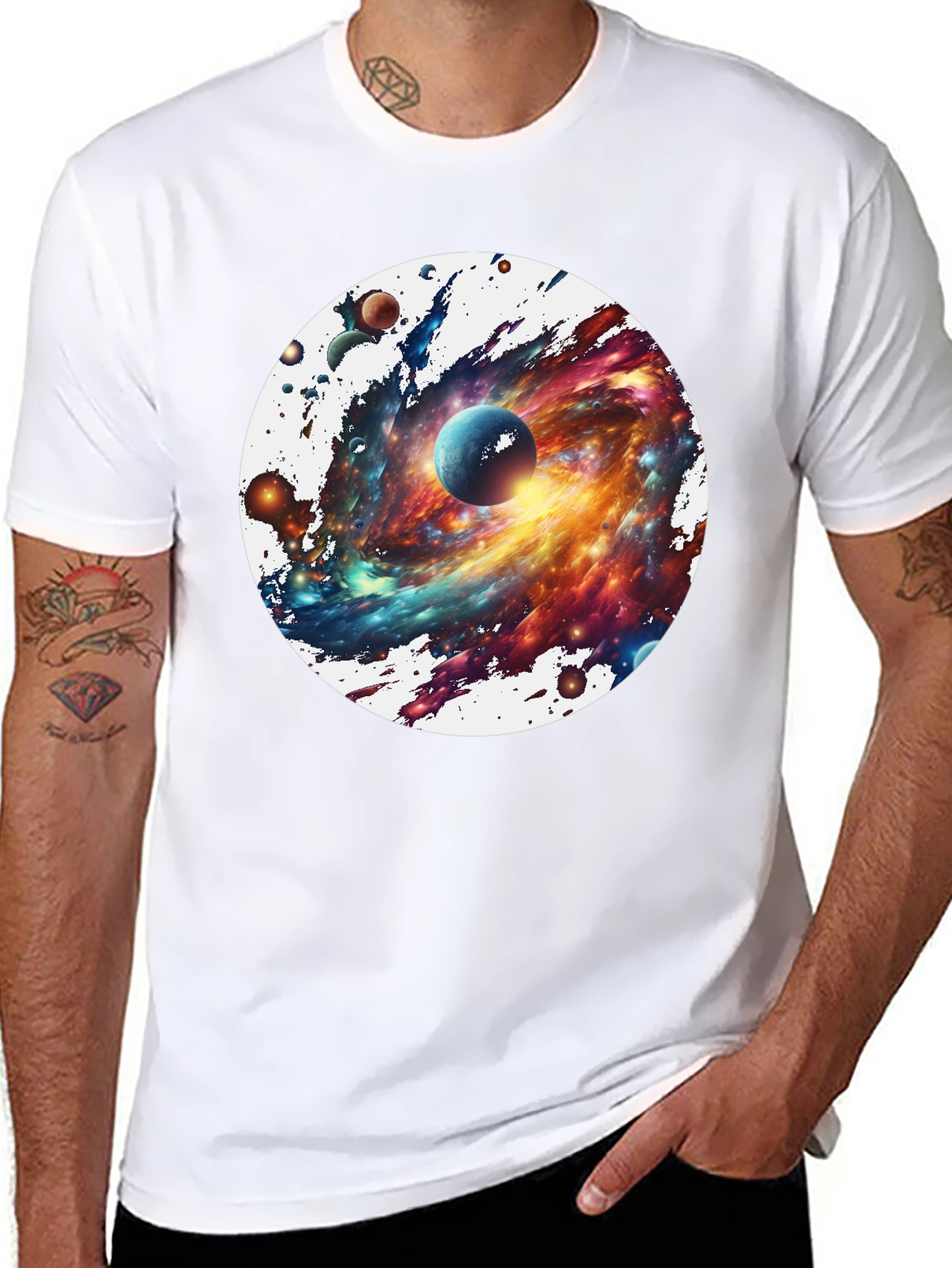 Black Galaxy Blast T-Shirt - Space Print Tee view 8