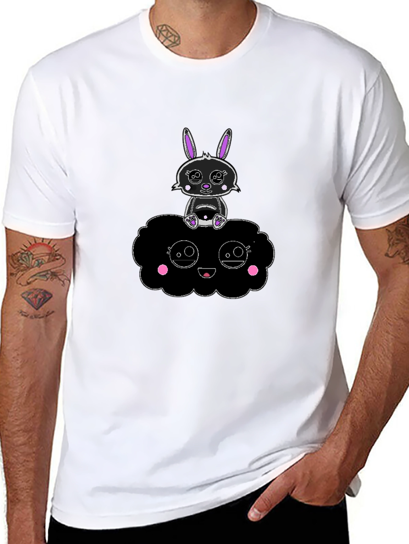 Black Bunny Cloud Graphic Tee - Soft Cotton Blend view 8