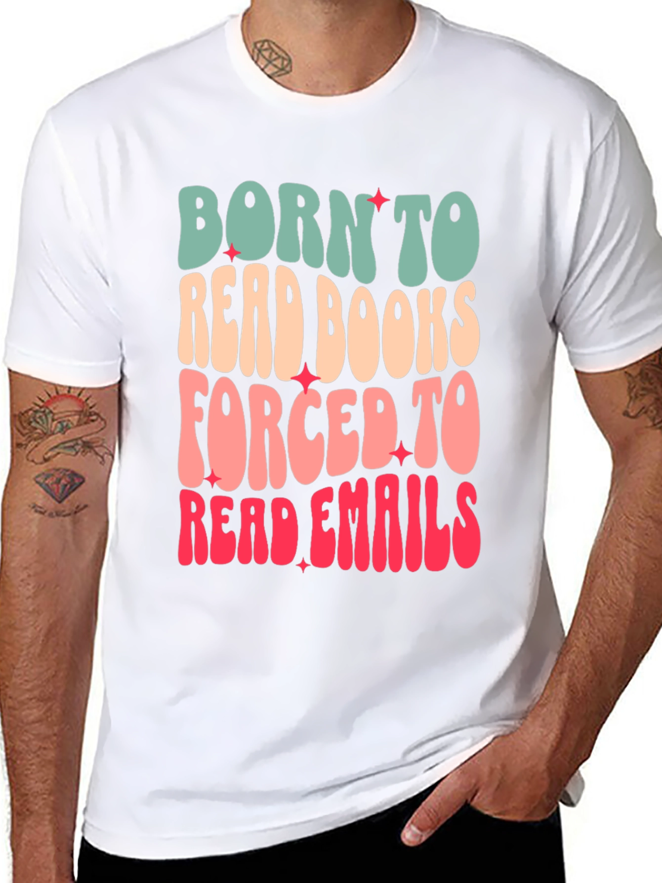Black Born to Read Books T-Shirt - Novelty Graphic Tee view 8