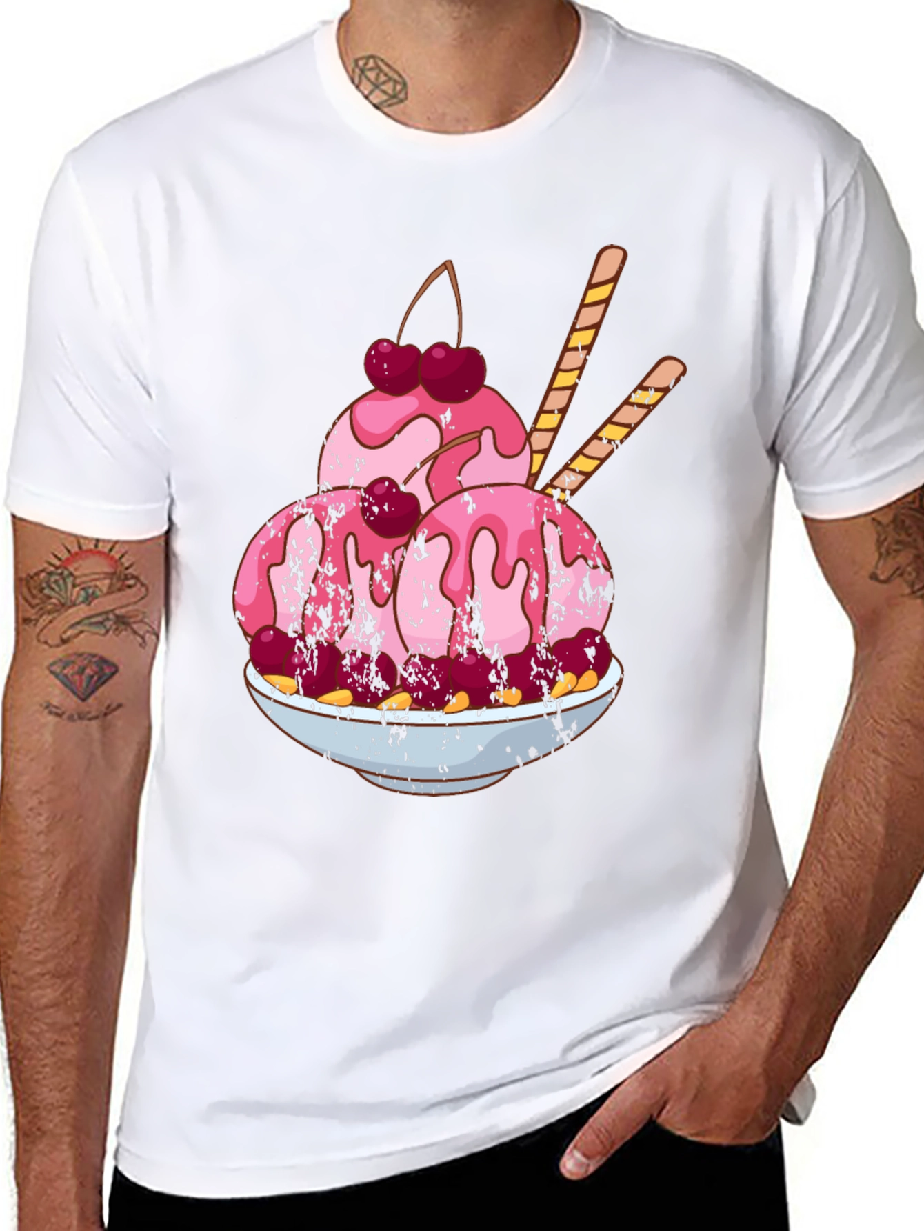 Black Ice Cream Sundae Graphic T-Shirt - Fun Foodie Tee view 8
