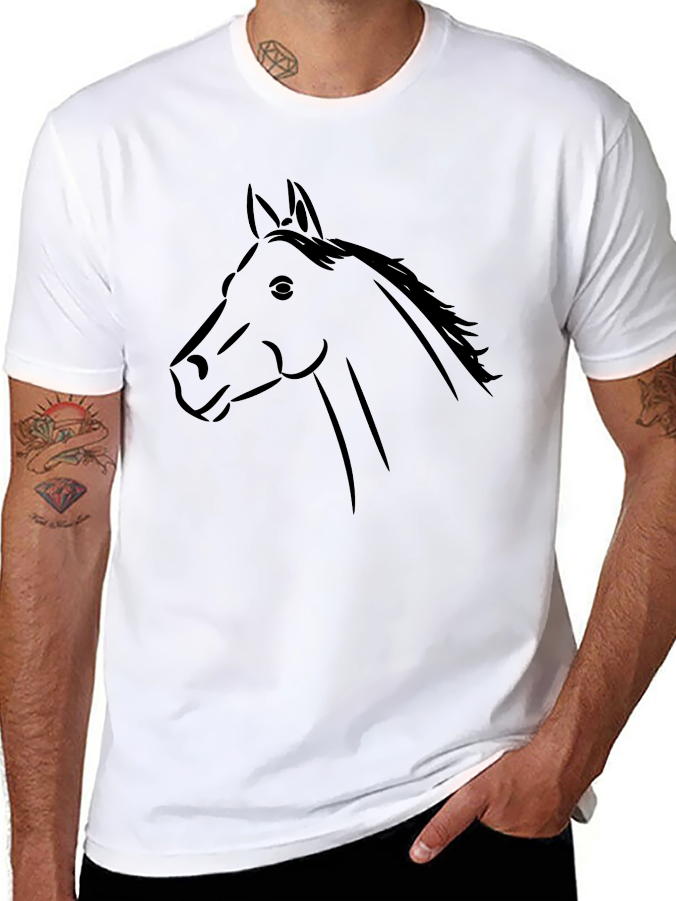 Black Black Horse Graphic Tee - Stylish Animal Print Shirt view 8