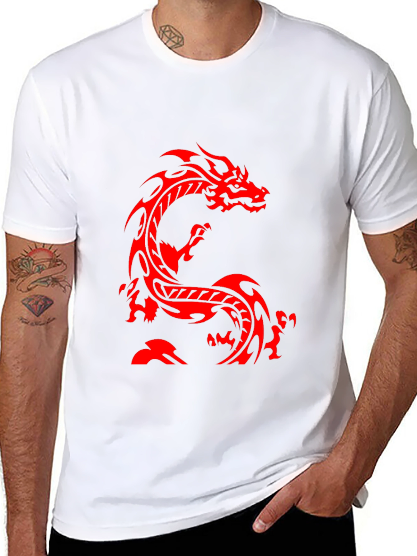 Black Red Dragon Graphic Black T-Shirt - Casual Style view 8