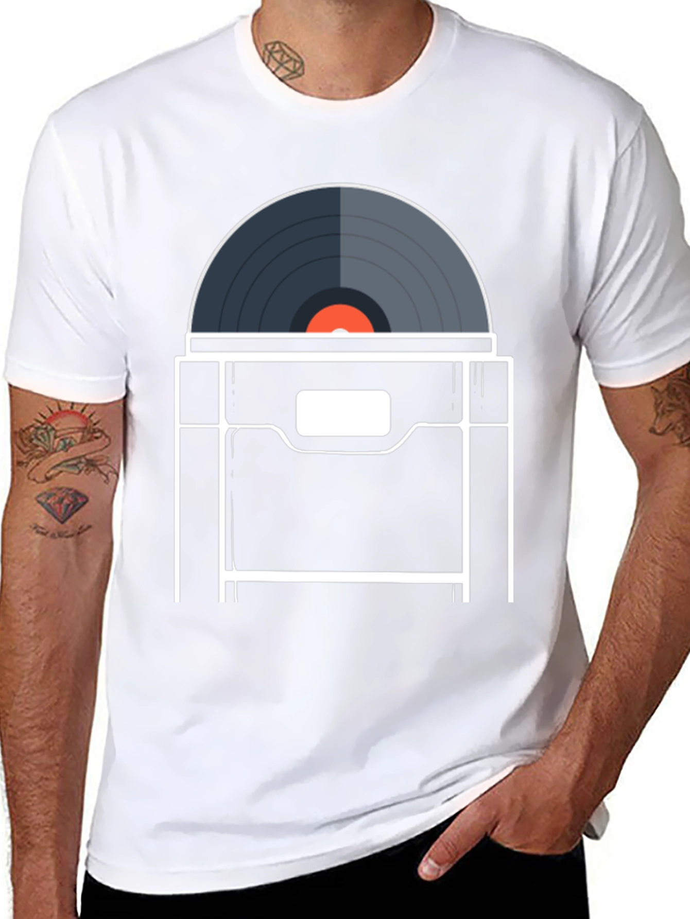 Black Vintage Vinyl Record Player T-Shirt - Retro Music Tee view 8