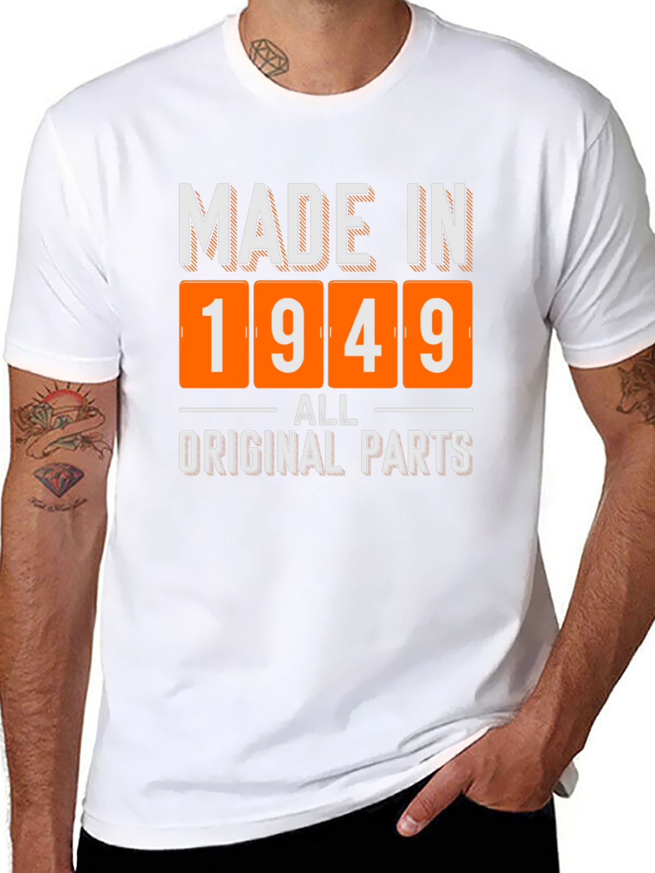 Black Made in 1949 All Original Parts T-Shirt view 8