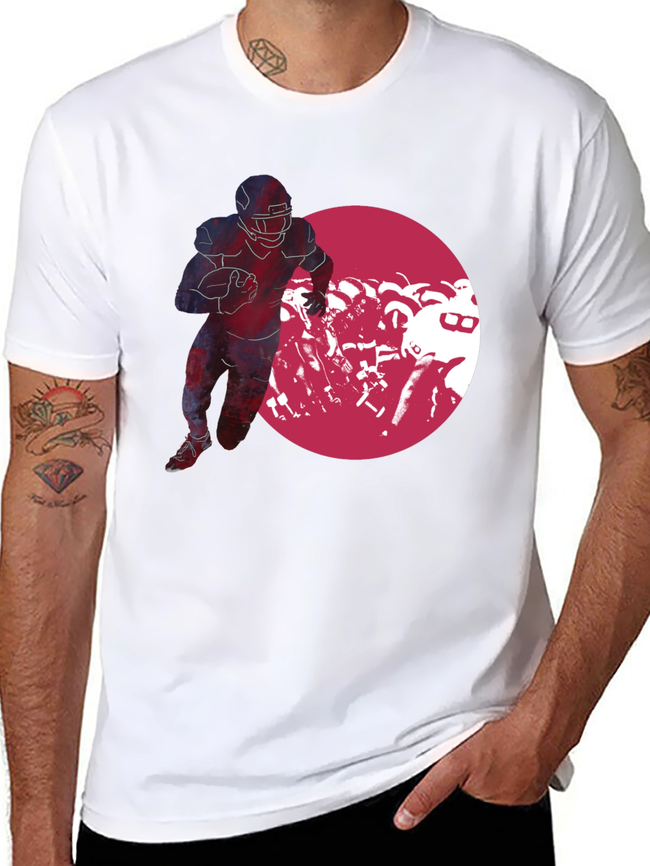 Black Football Player Graphic Black T-Shirt view 8