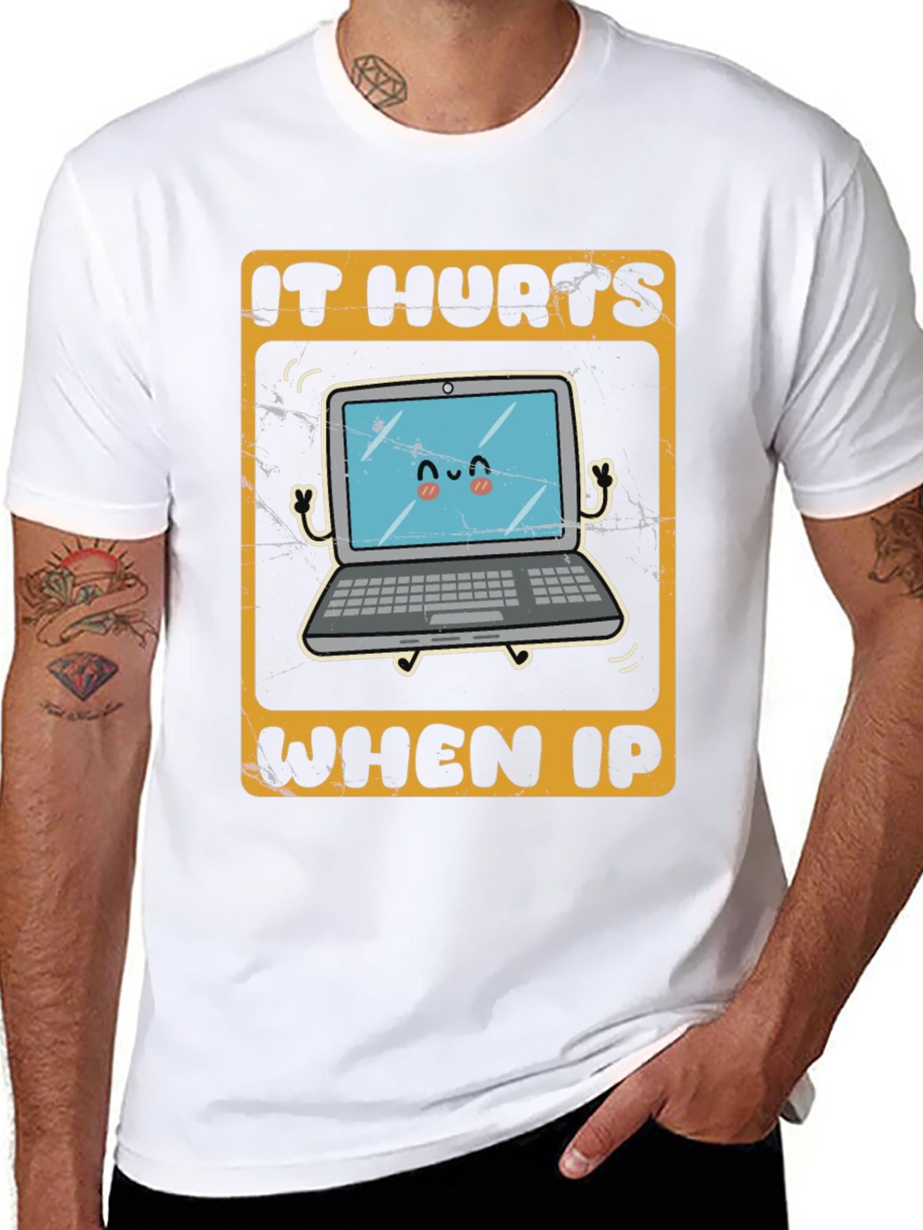 Black It Hurts When IP Funny Tech T-Shirt view 8