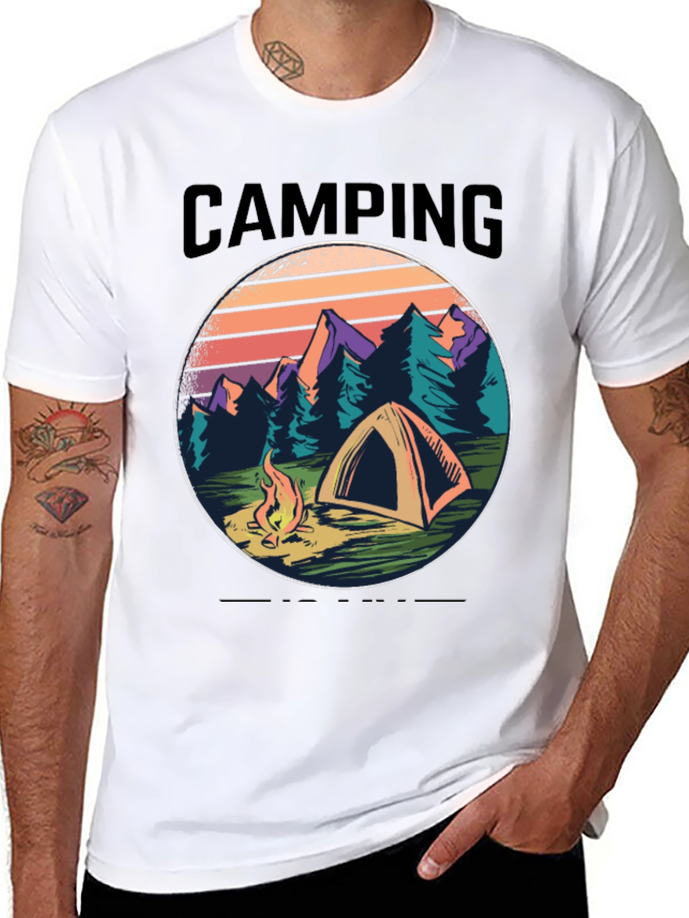 Black Camping Graphic Tee - Nature Adventure Shirt view 8