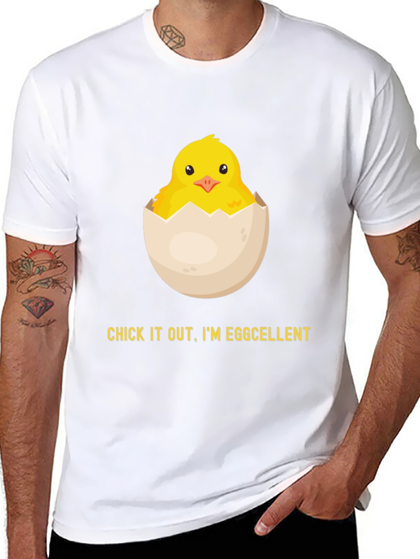 Black Eggcellent Chick Graphic Tee - Funny Easter Shirt view 8