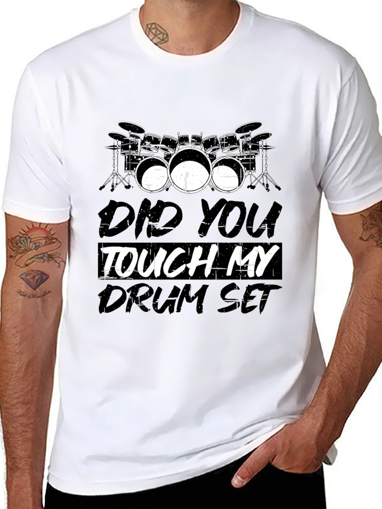 Black Did You Touch My Drum Set T-Shirt, Black, Novelty Tee view 8