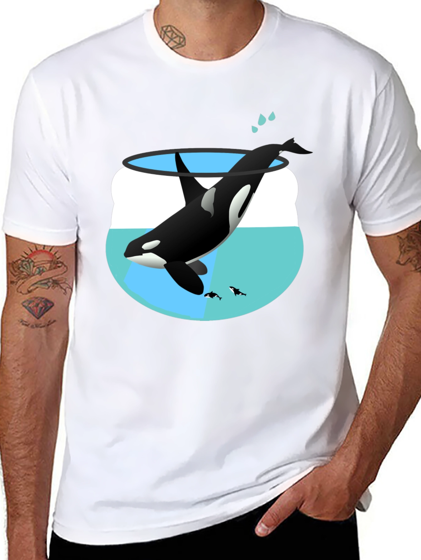 Black Orca in a Fishbowl Graphic T-Shirt view 8