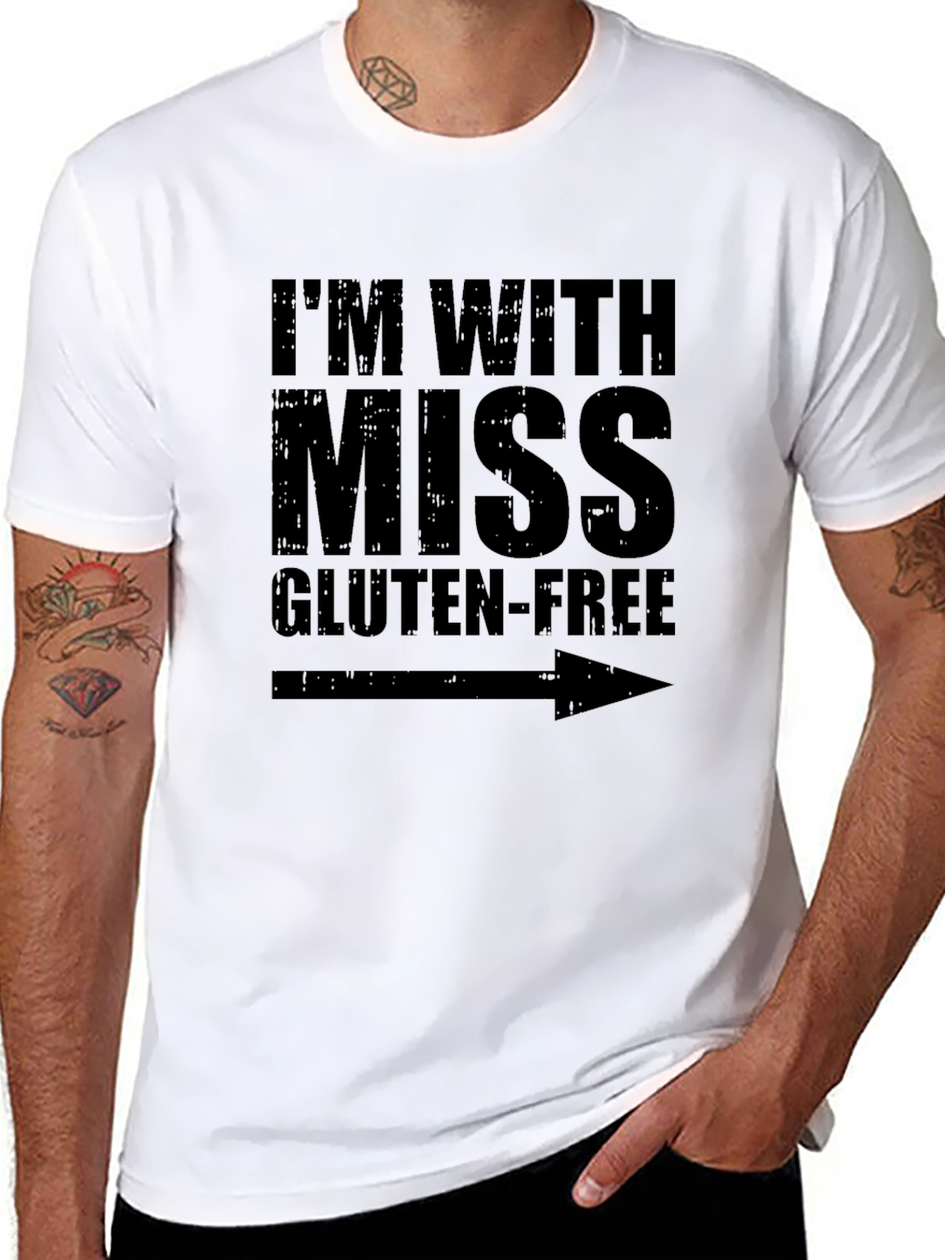 Black I'm With Miss Gluten-Free Graphic T-Shirt view 8