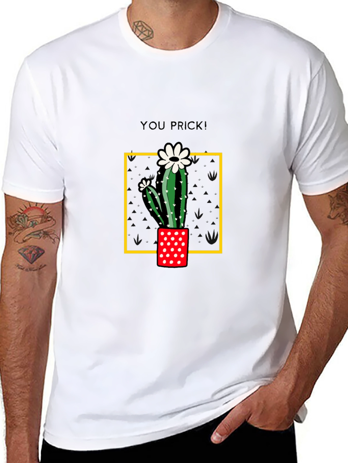 Black Cactus You Prick! Graphic T-Shirt view 8