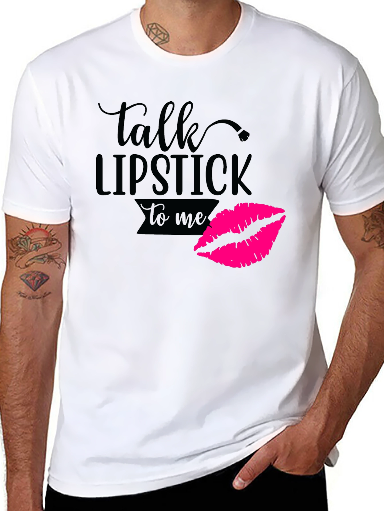 Black Talk Lipstick to Me Graphic Tee view 8