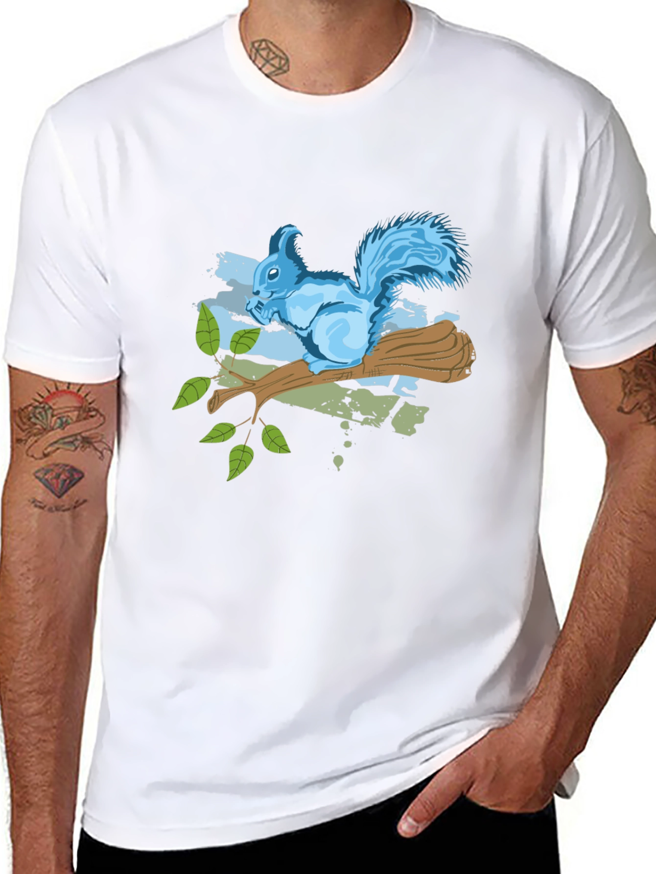 Black Squirrel on Branch Graphic Tee - Black view 8