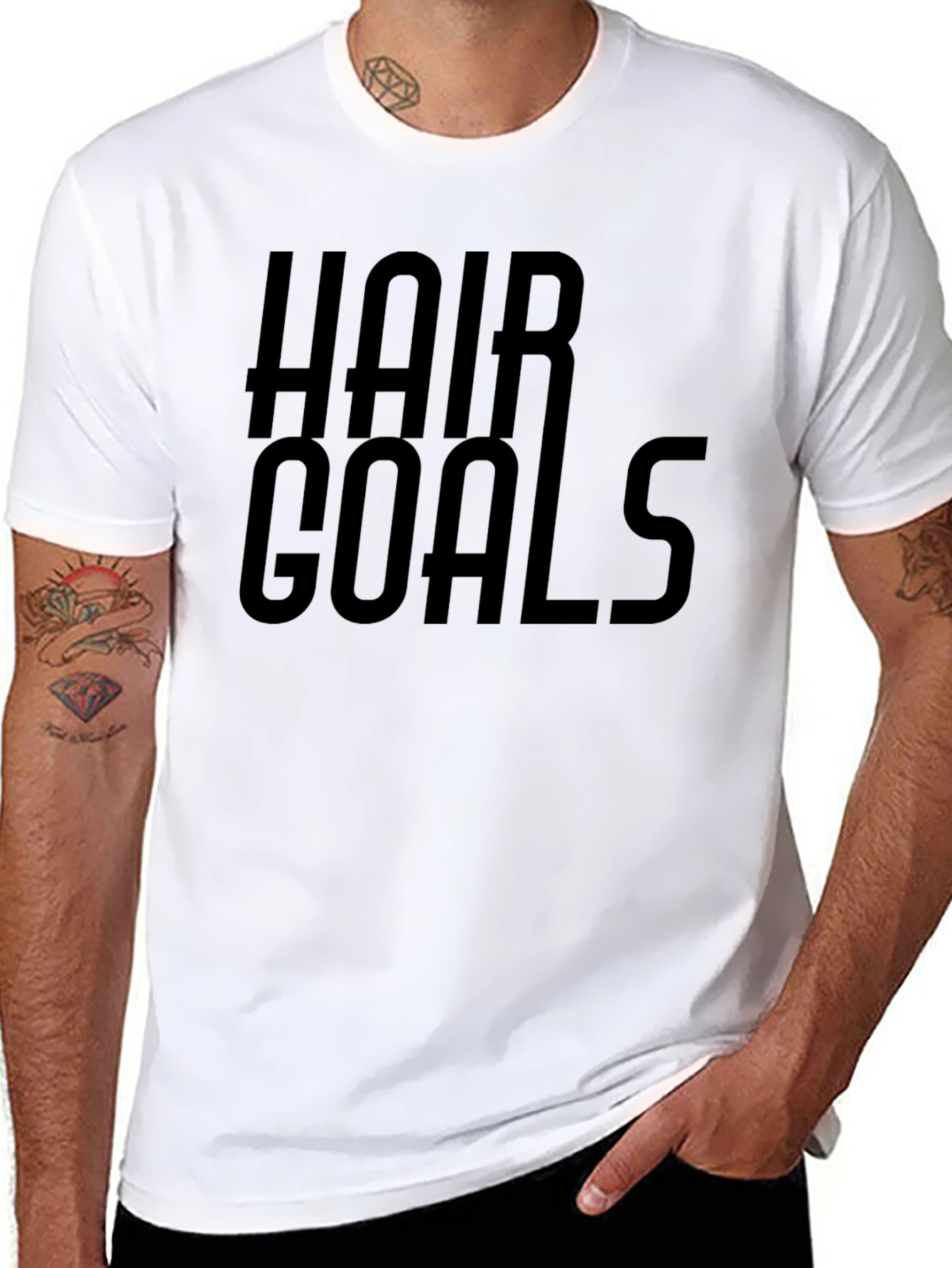 Black Hair Goals Graphic Tee - Stylish Black T-Shirt view 8