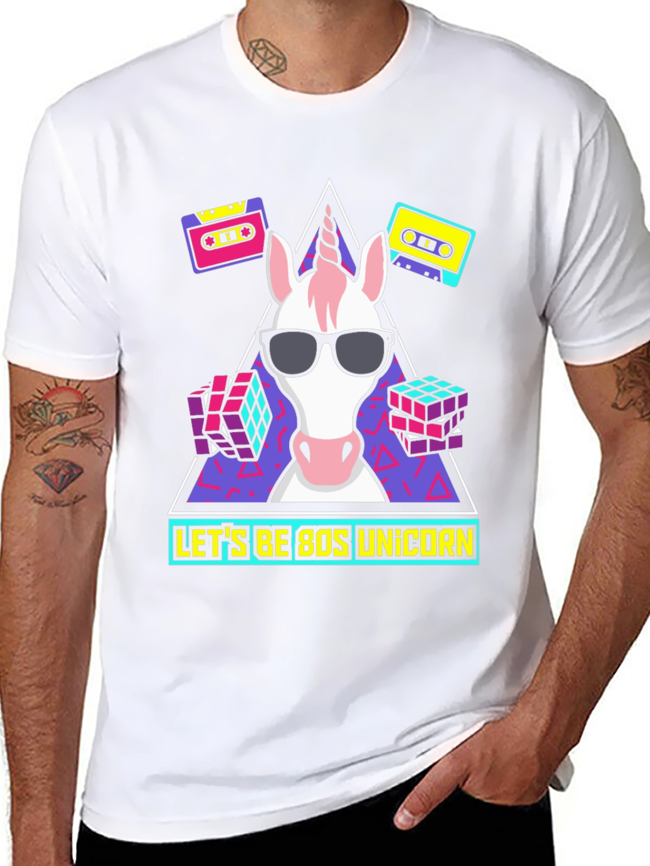 Black 80s Unicorn Graphic Tee view 8