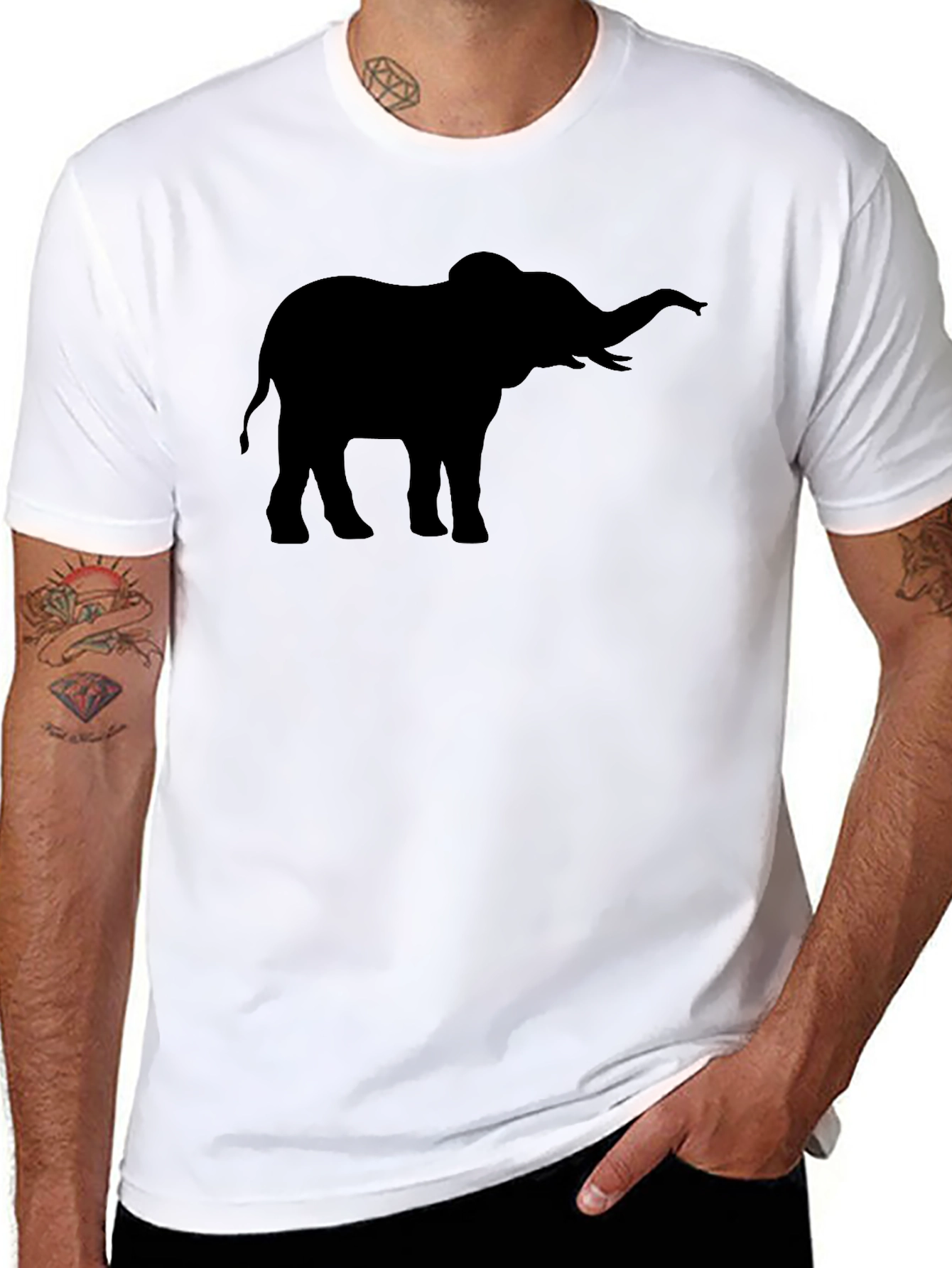 Black Elephant Silhouette Graphic Tee - Black view 8
