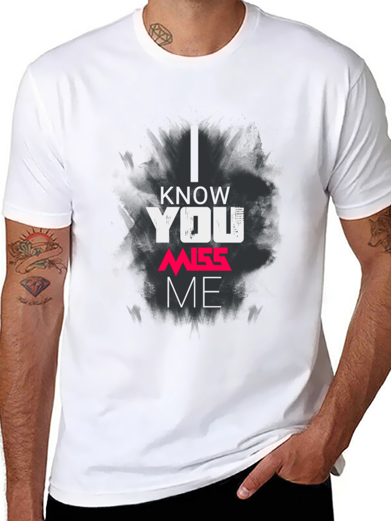 Black I Know You Miss Me Graphic Print Black T-Shirt view 8