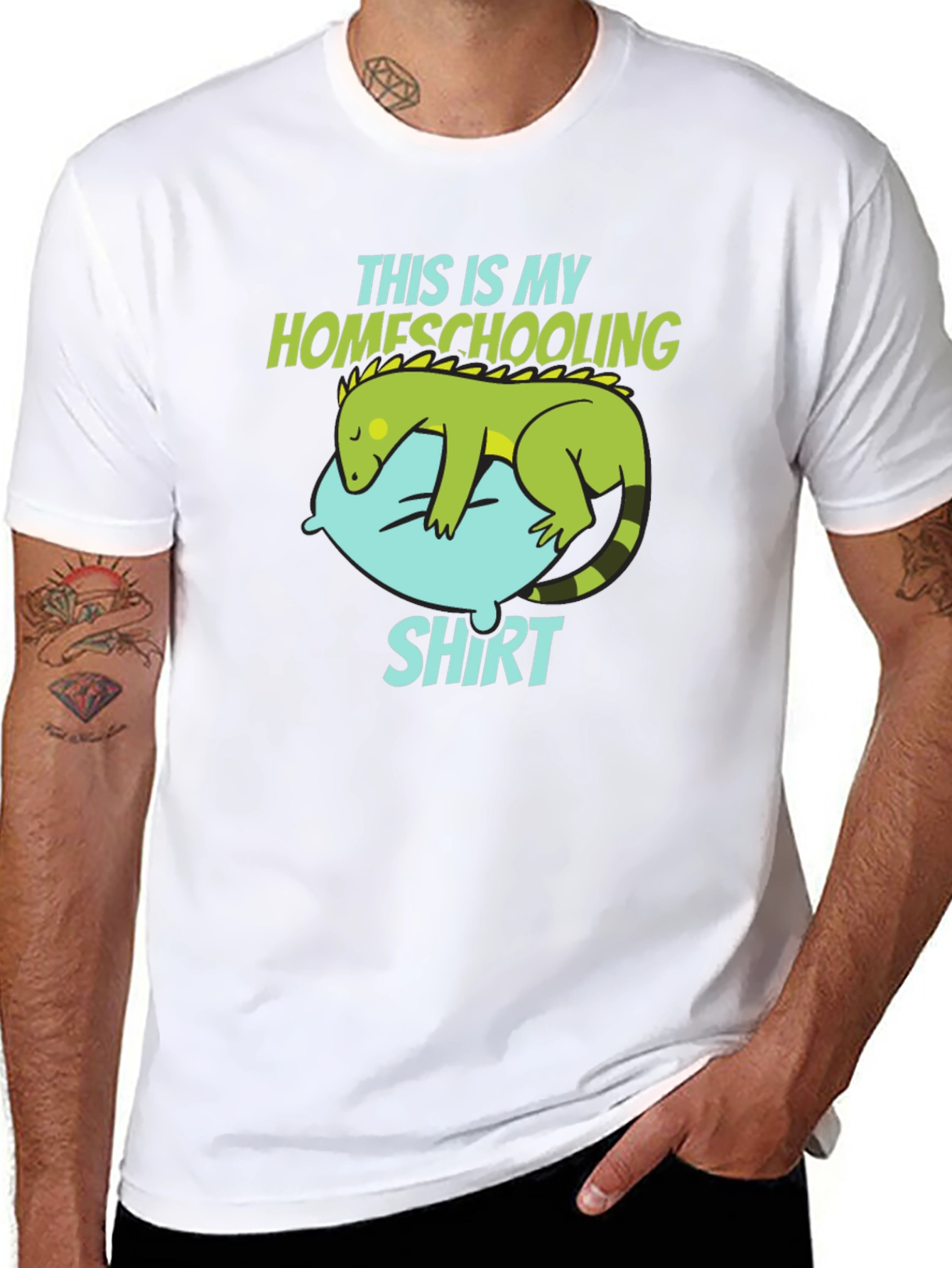 Black Homeschooling T-Shirt with Lizard Design view 8